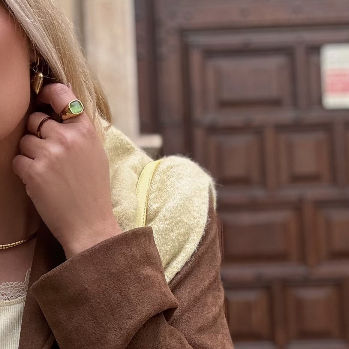 Green Cats Eye Signet Ring