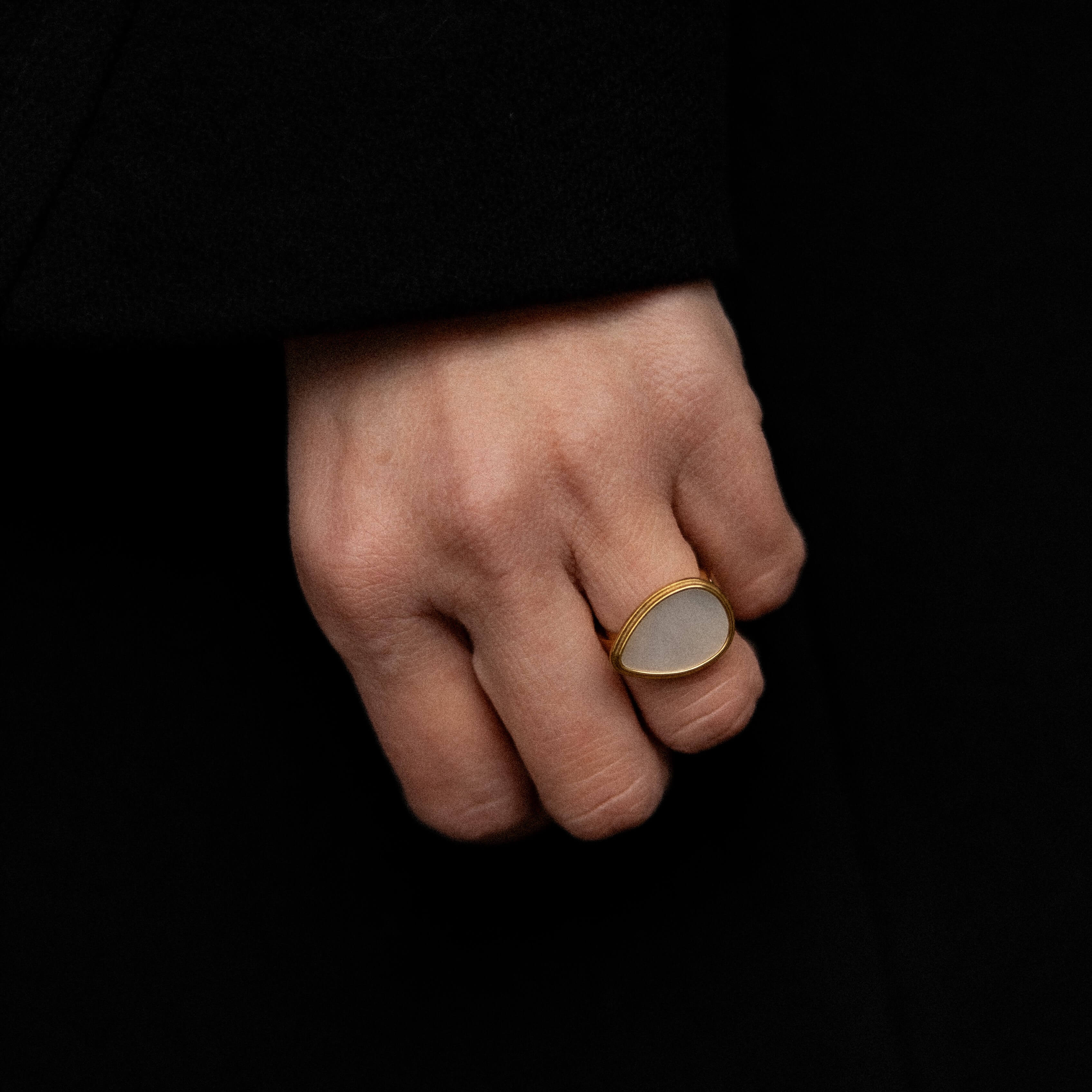 Mother of Pearl Statement Signet Ring