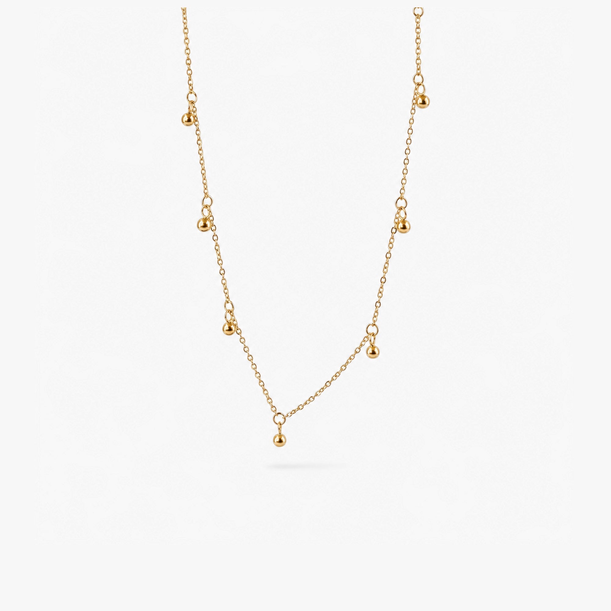 Gold Bead Station Necklace