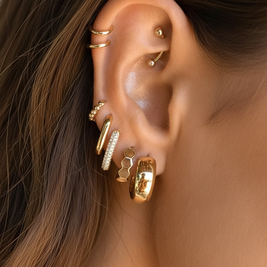 gold huggie hoops earrings