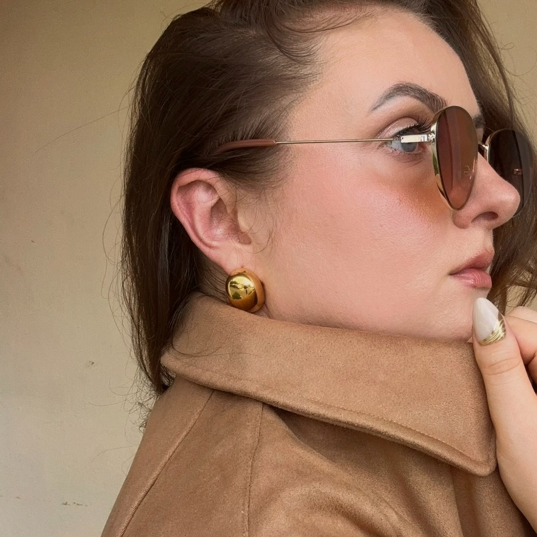 gold pebble earrings