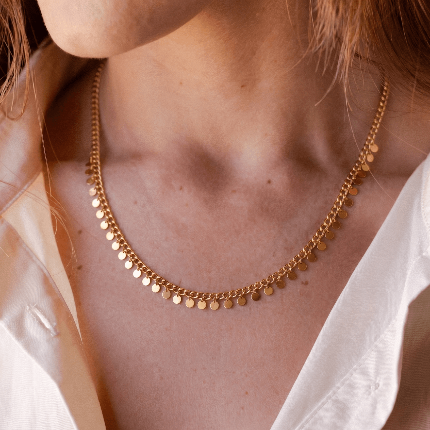 Gold Sequin Fringe Necklace