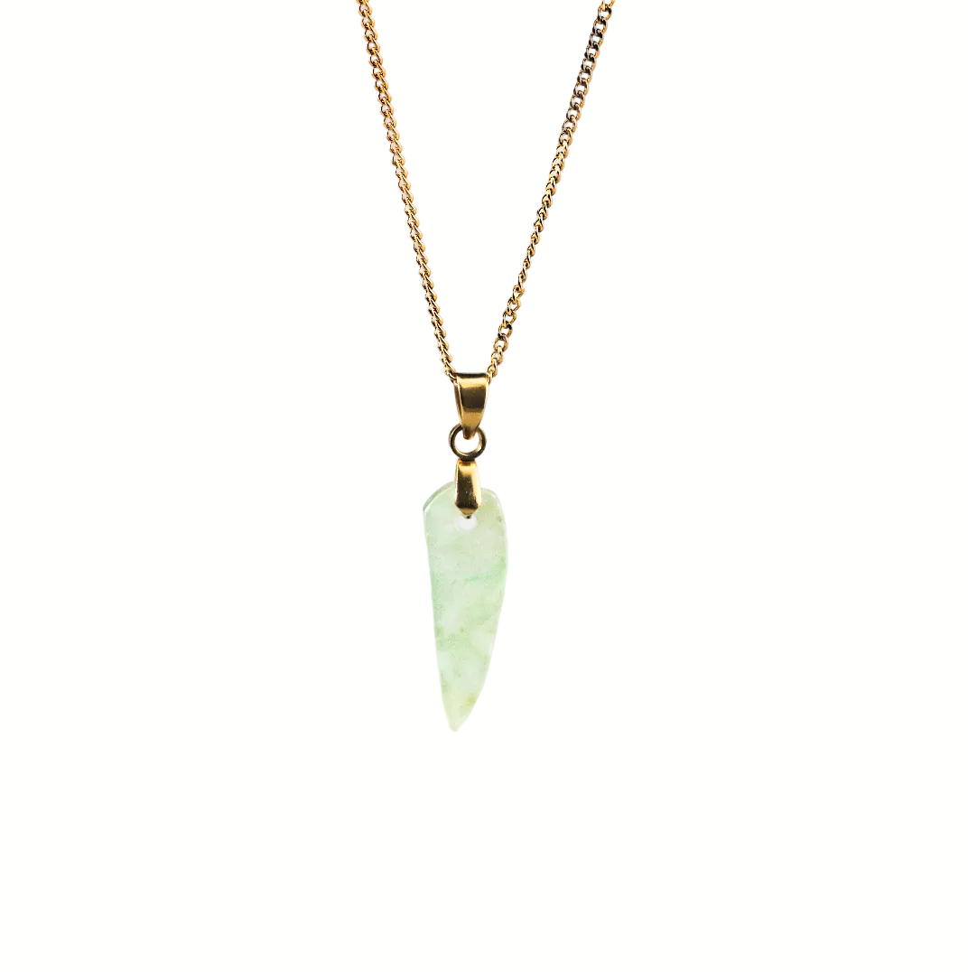 raw green jade pendant necklace