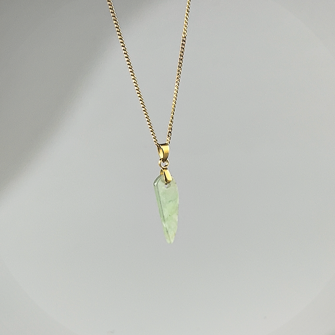 raw green jade necklace