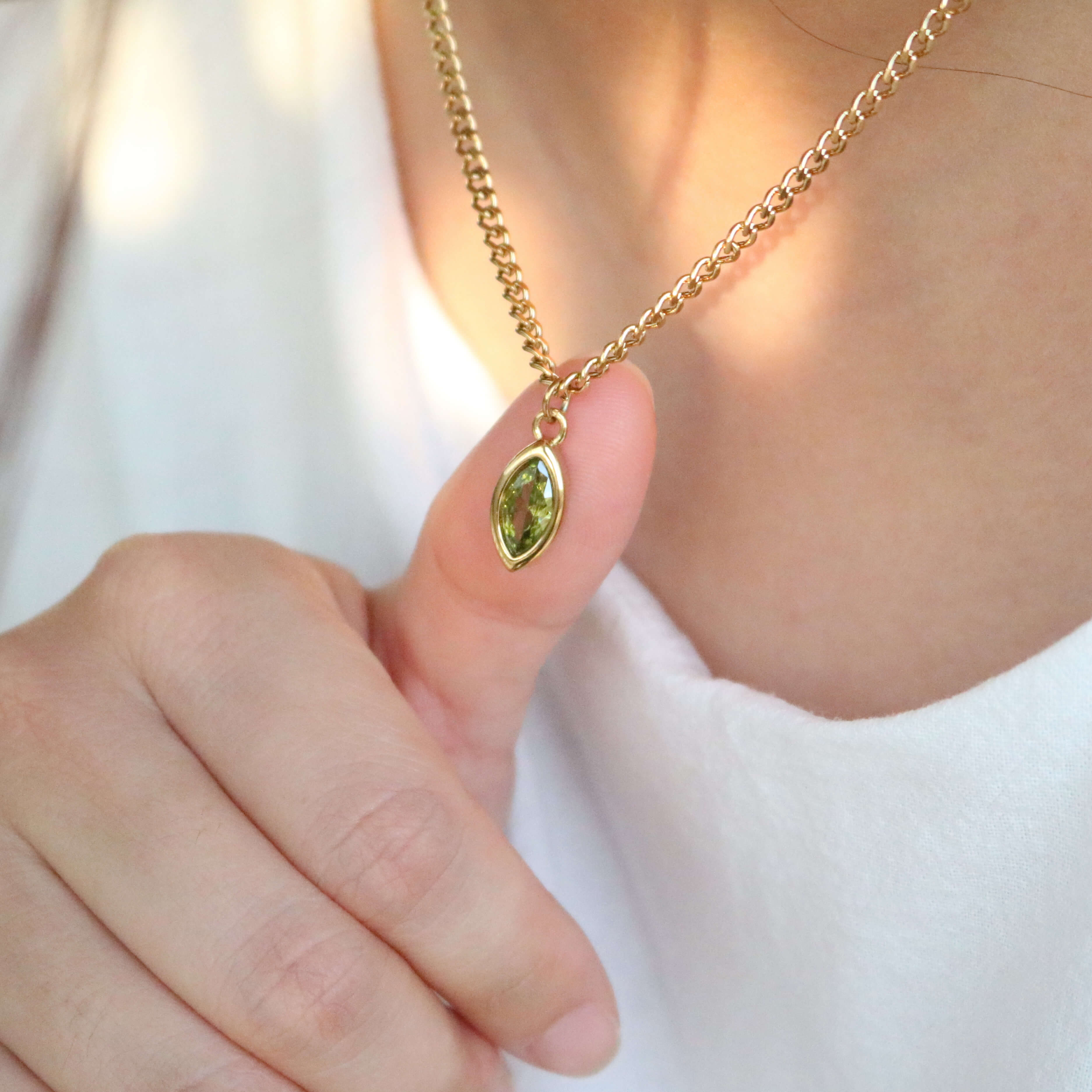 Green Sapphire Marquise Necklace