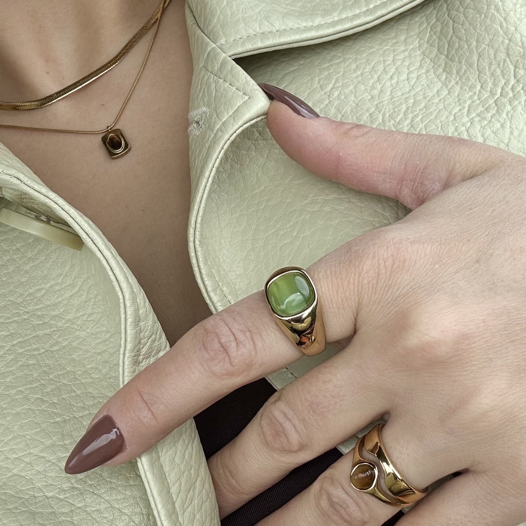 green cats eye ring