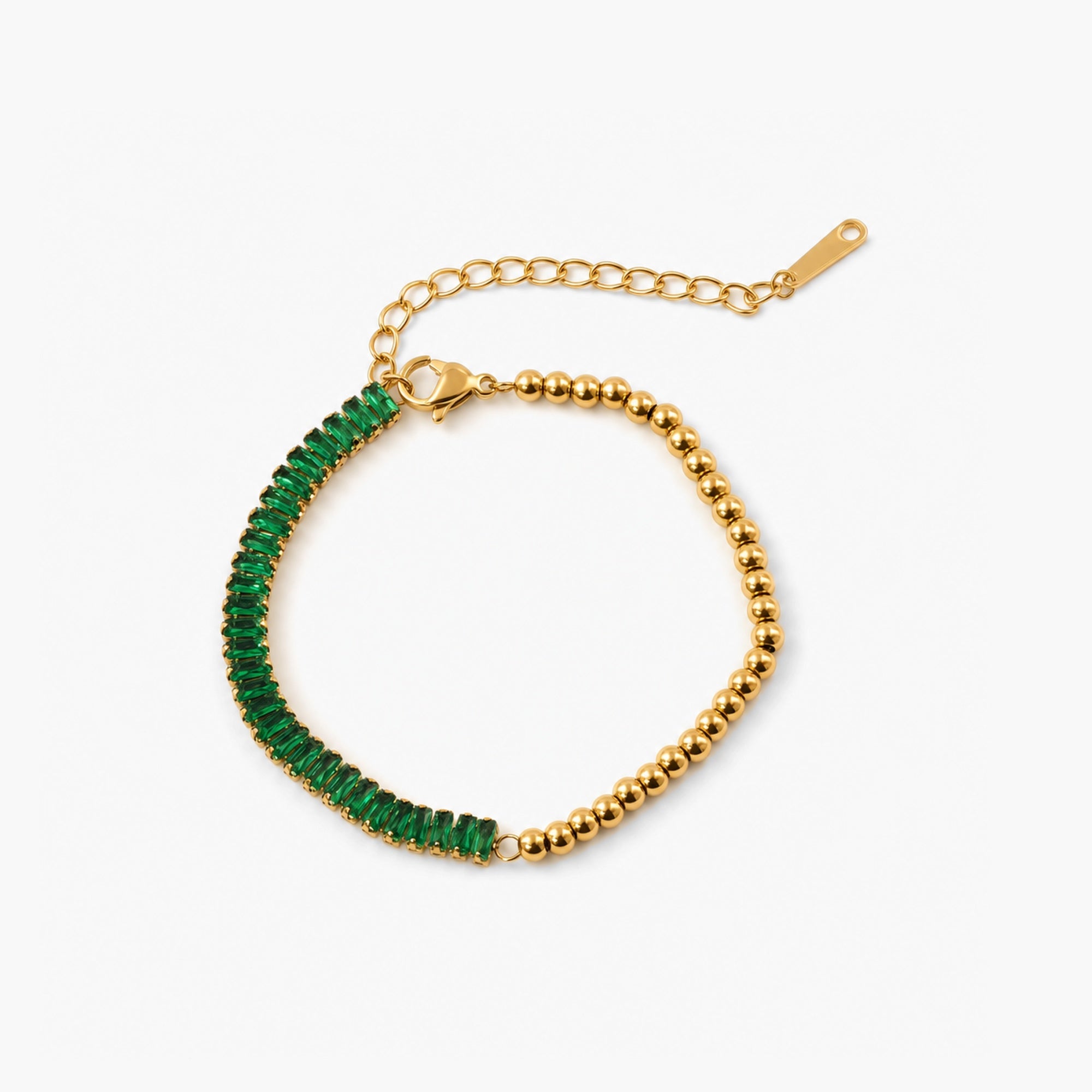 Half Emerald Half Beaded Bracelet