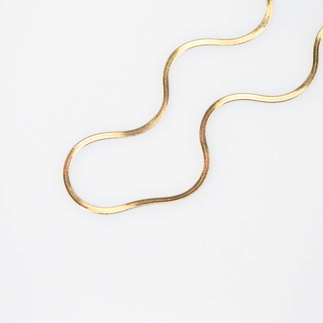 gold herringbone necklace, simple daily necklace for women