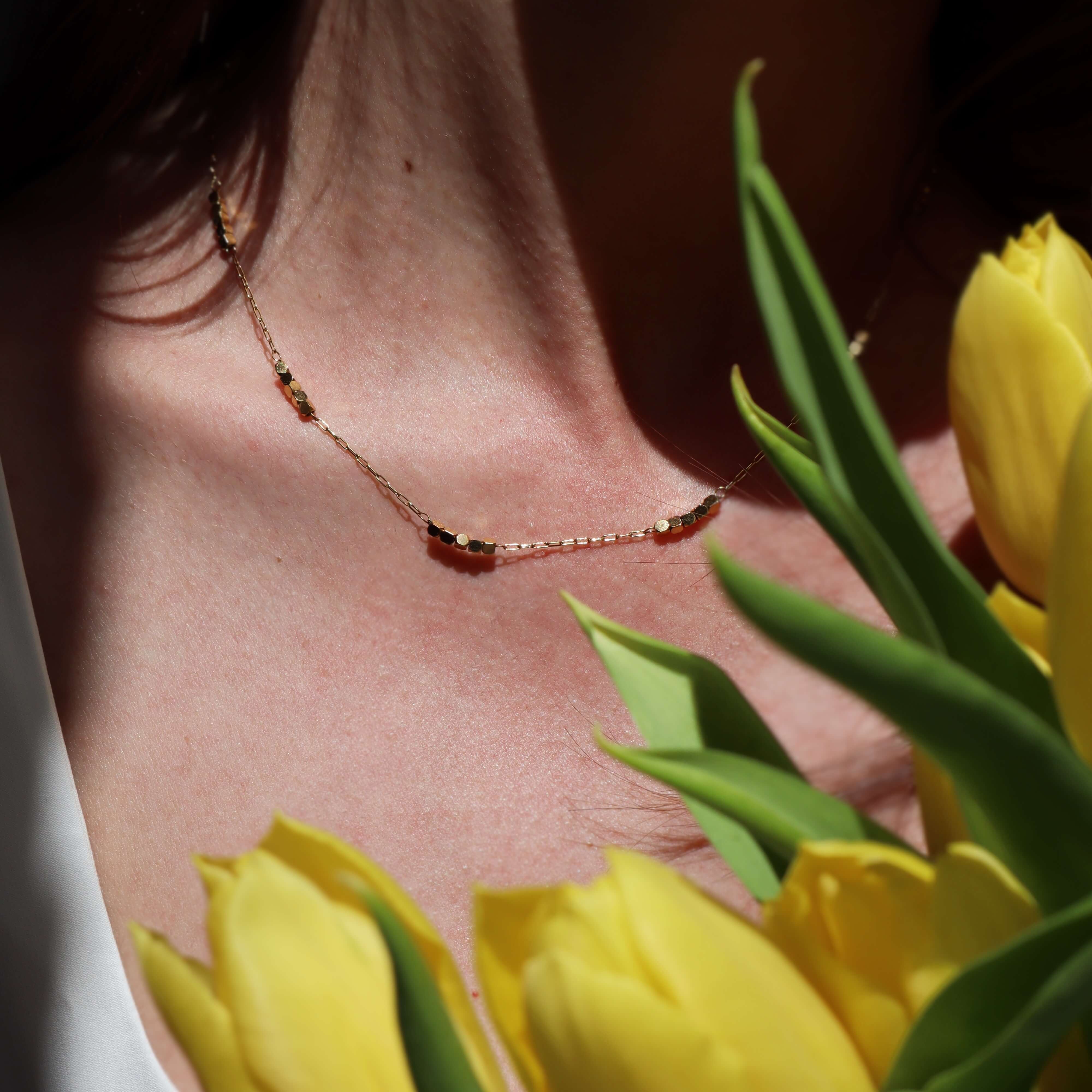 Gold Square Beads Choker