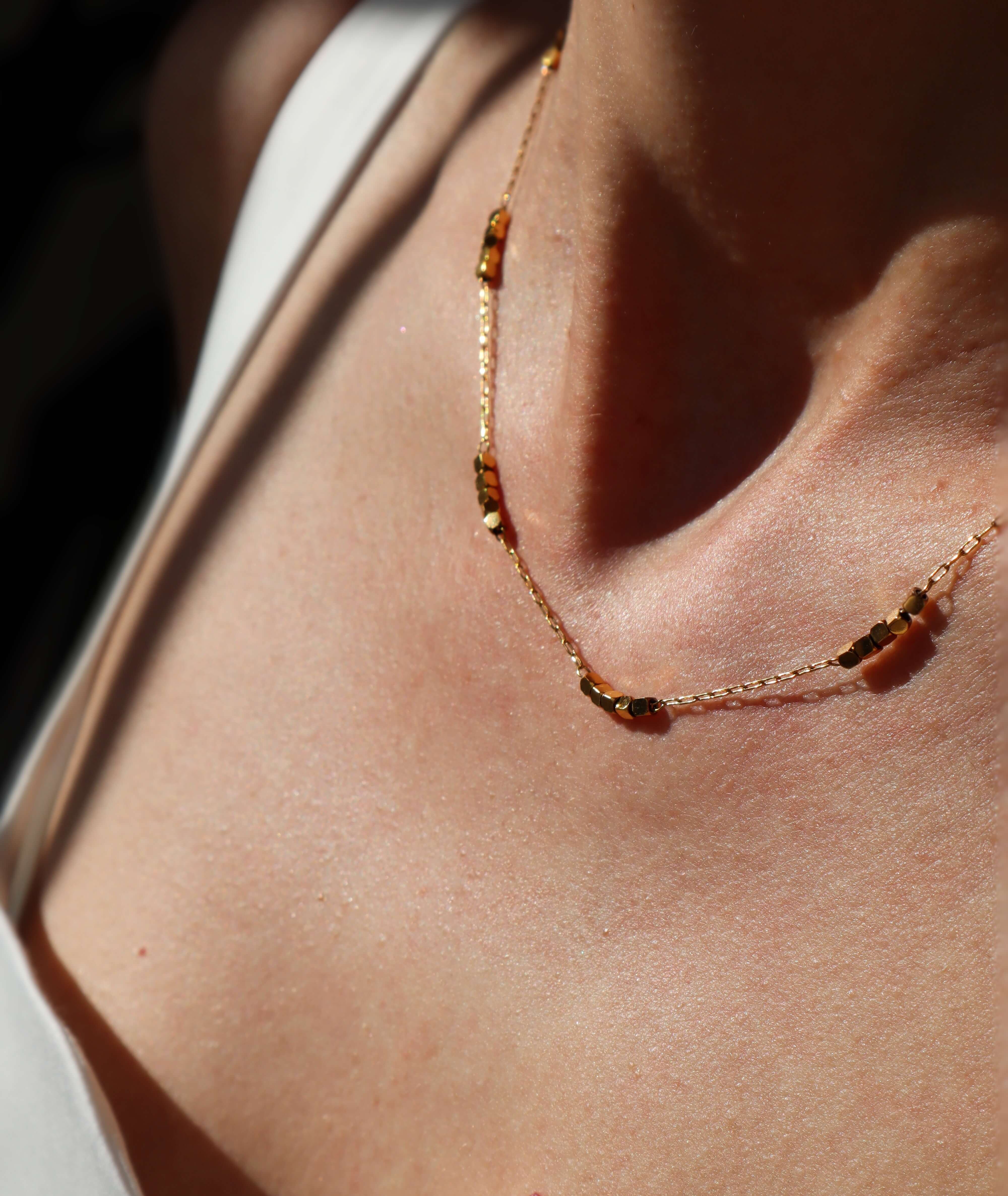 Gold Square Beads Choker