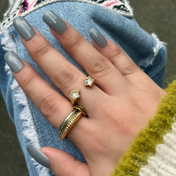 Double Sparkle Link Ring