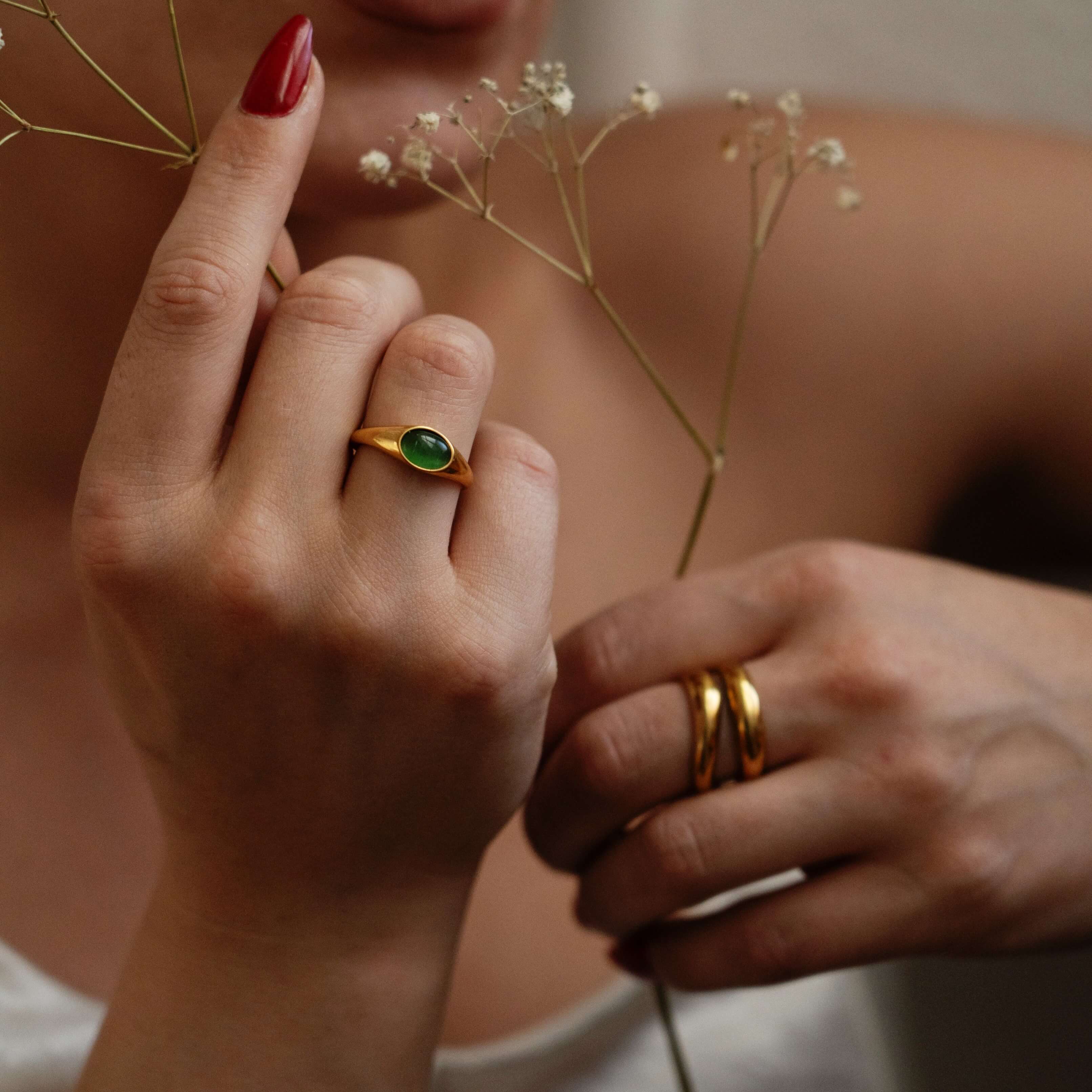 Kori Ring - Green Cats Eye