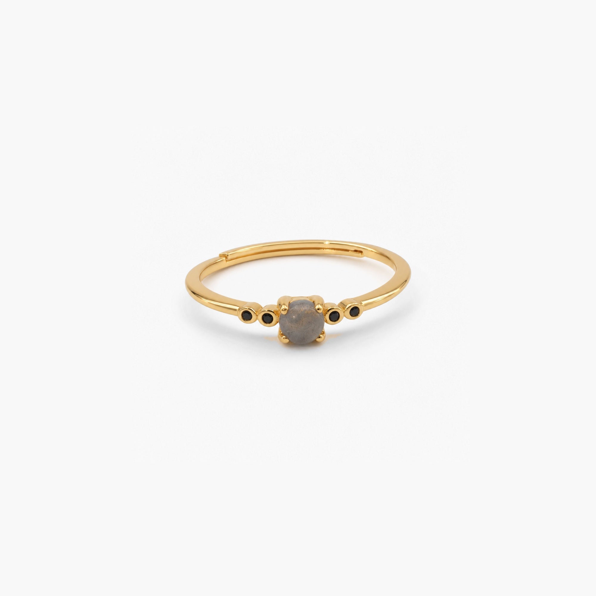 Labradorite and Black CZ Ring