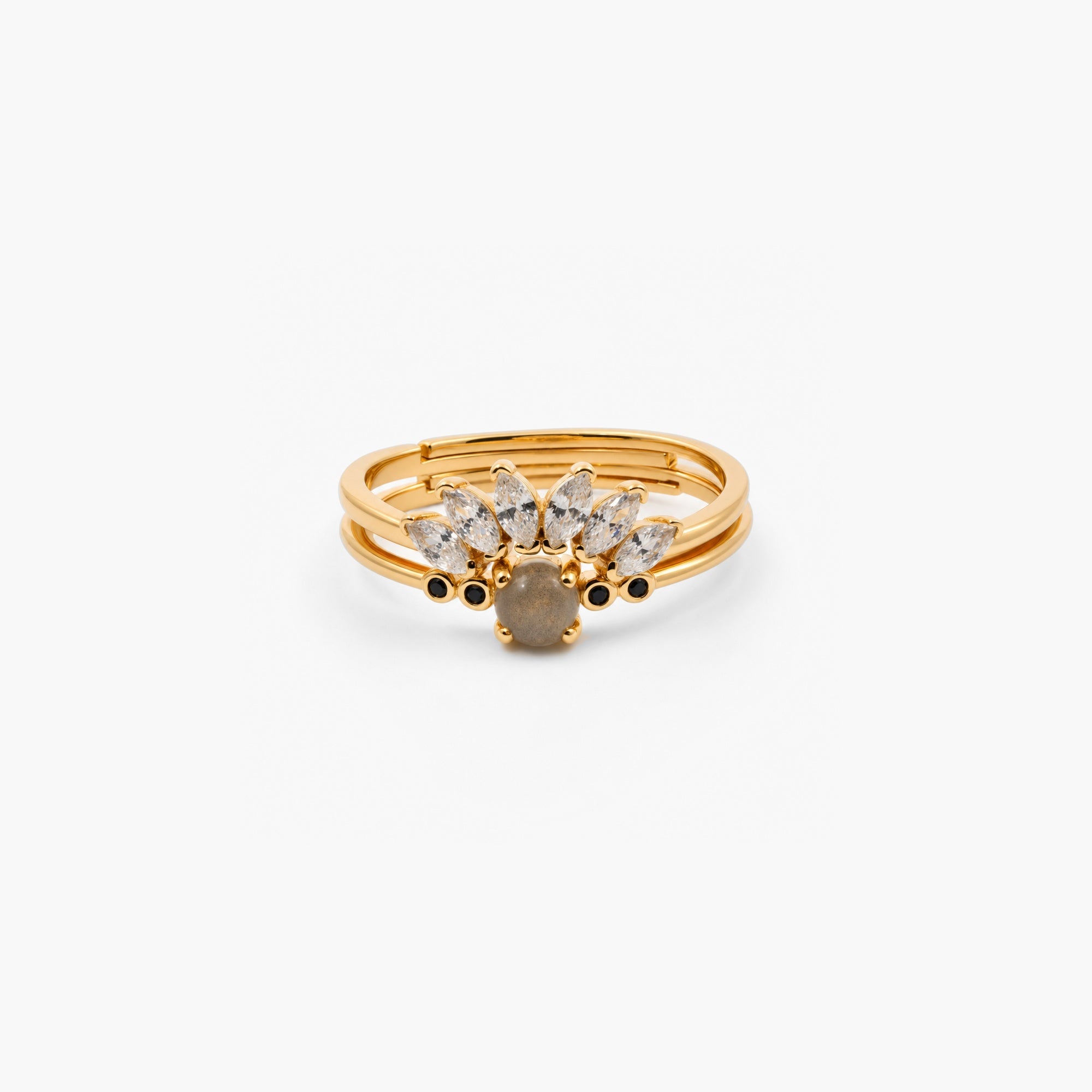 Labradorite Ring + Contour Gemstone Band