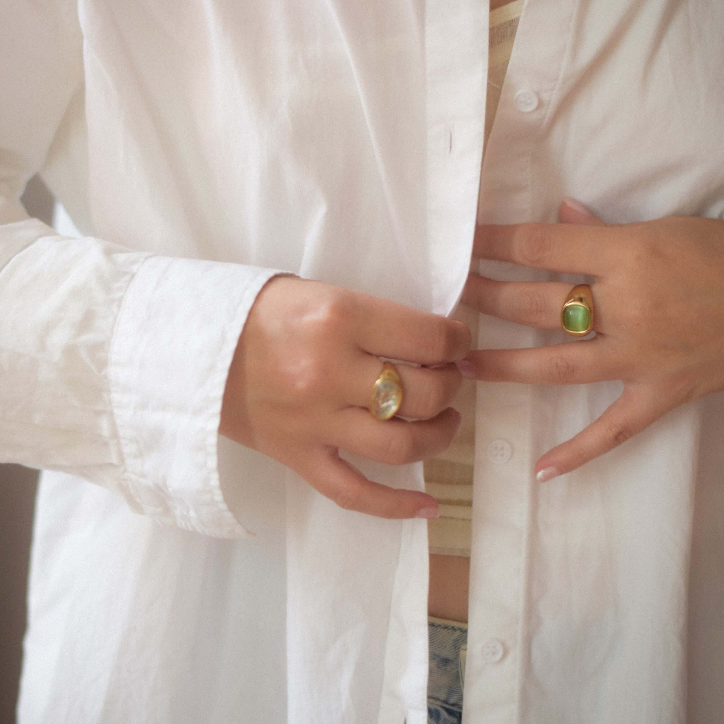 green cats eye sigent ring