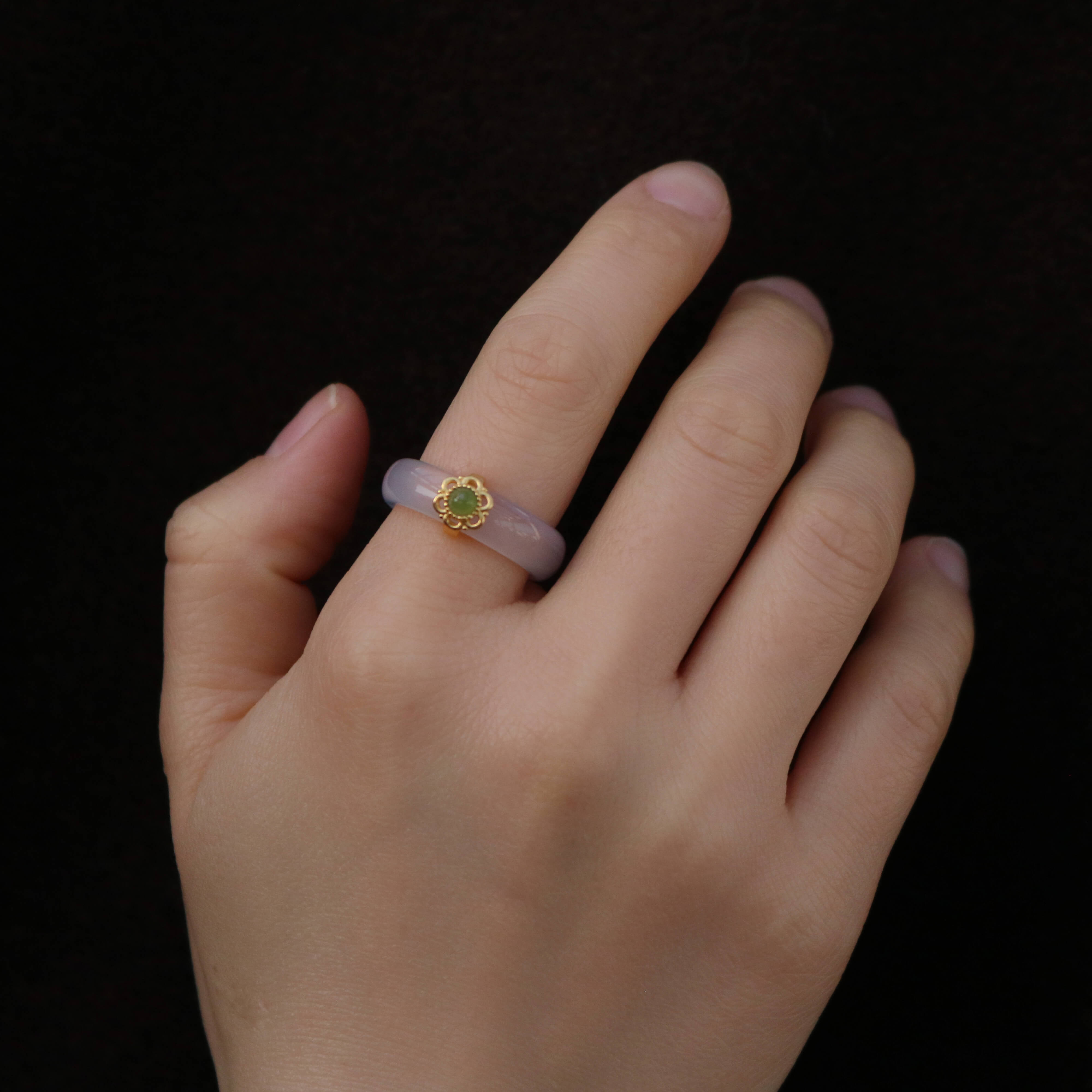 Meideya Jewelry White Jade Band Ring