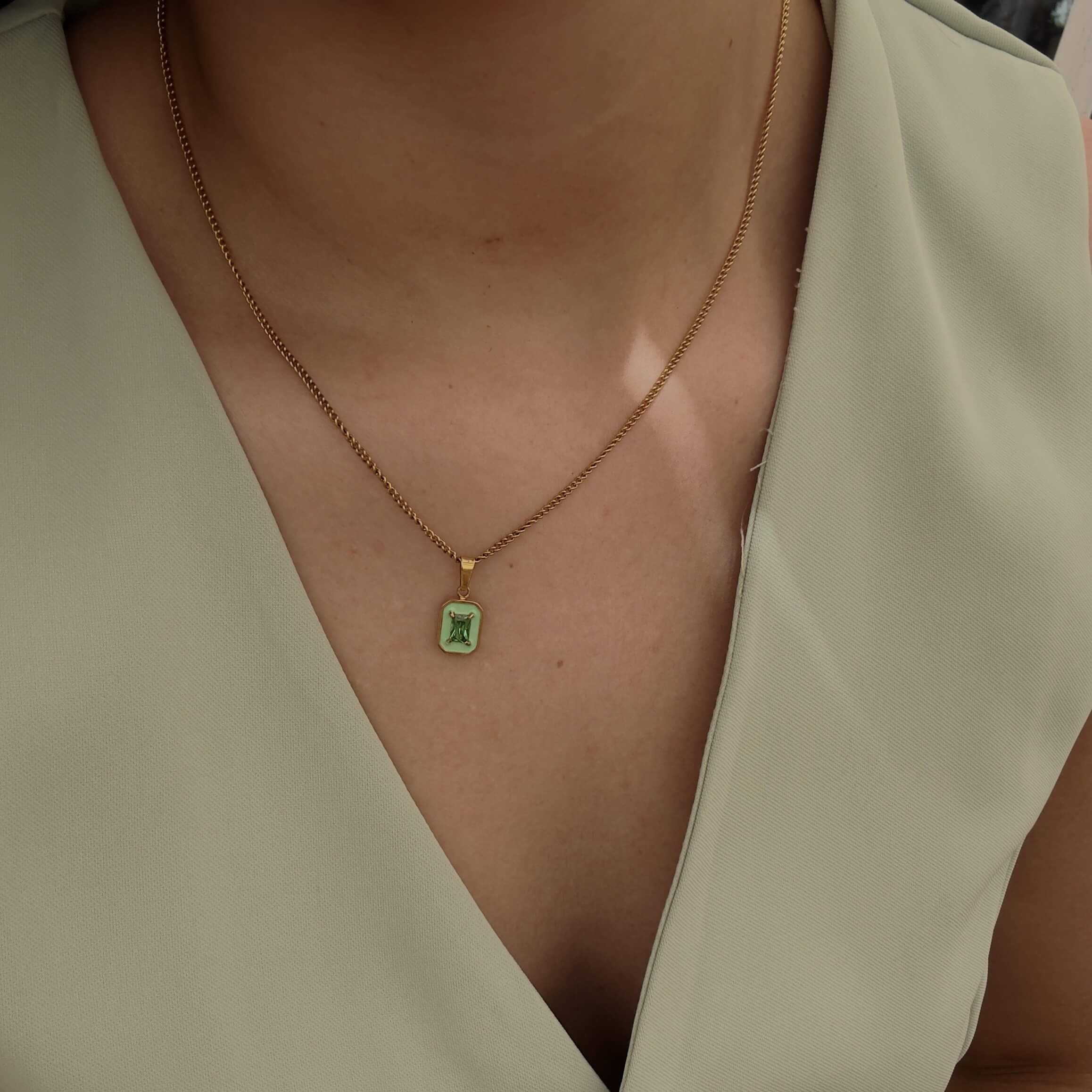 Verdant Square Pendant Necklace