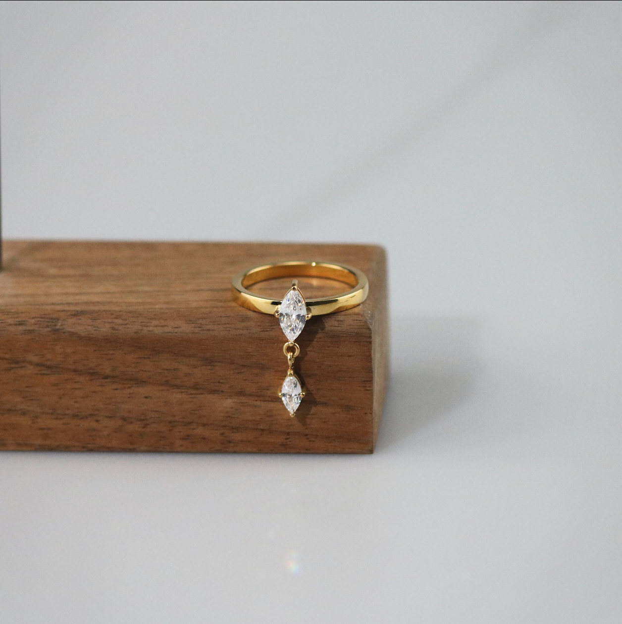 marquise dangle charm ring