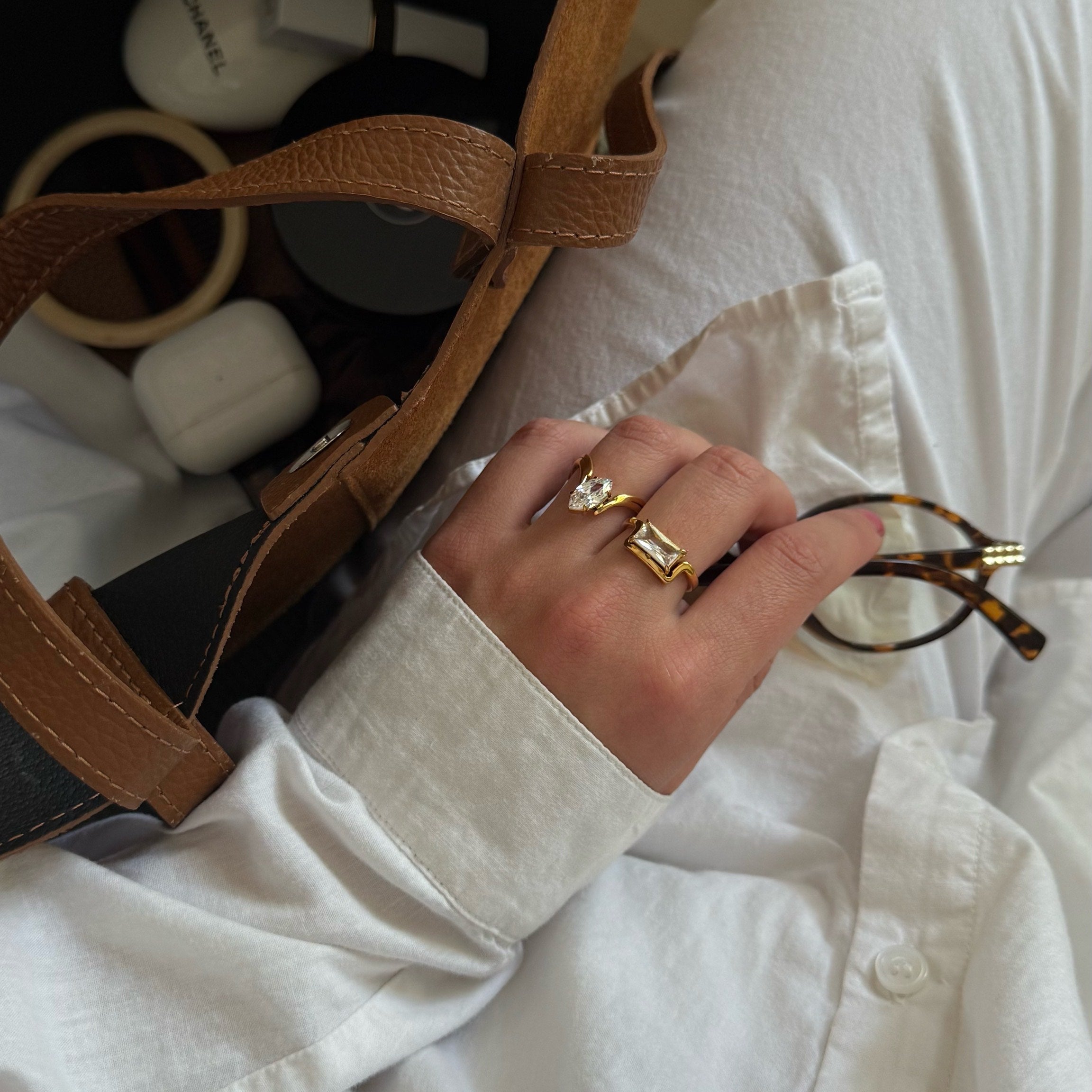 Meideya jewelry Half Frame Gem Ring