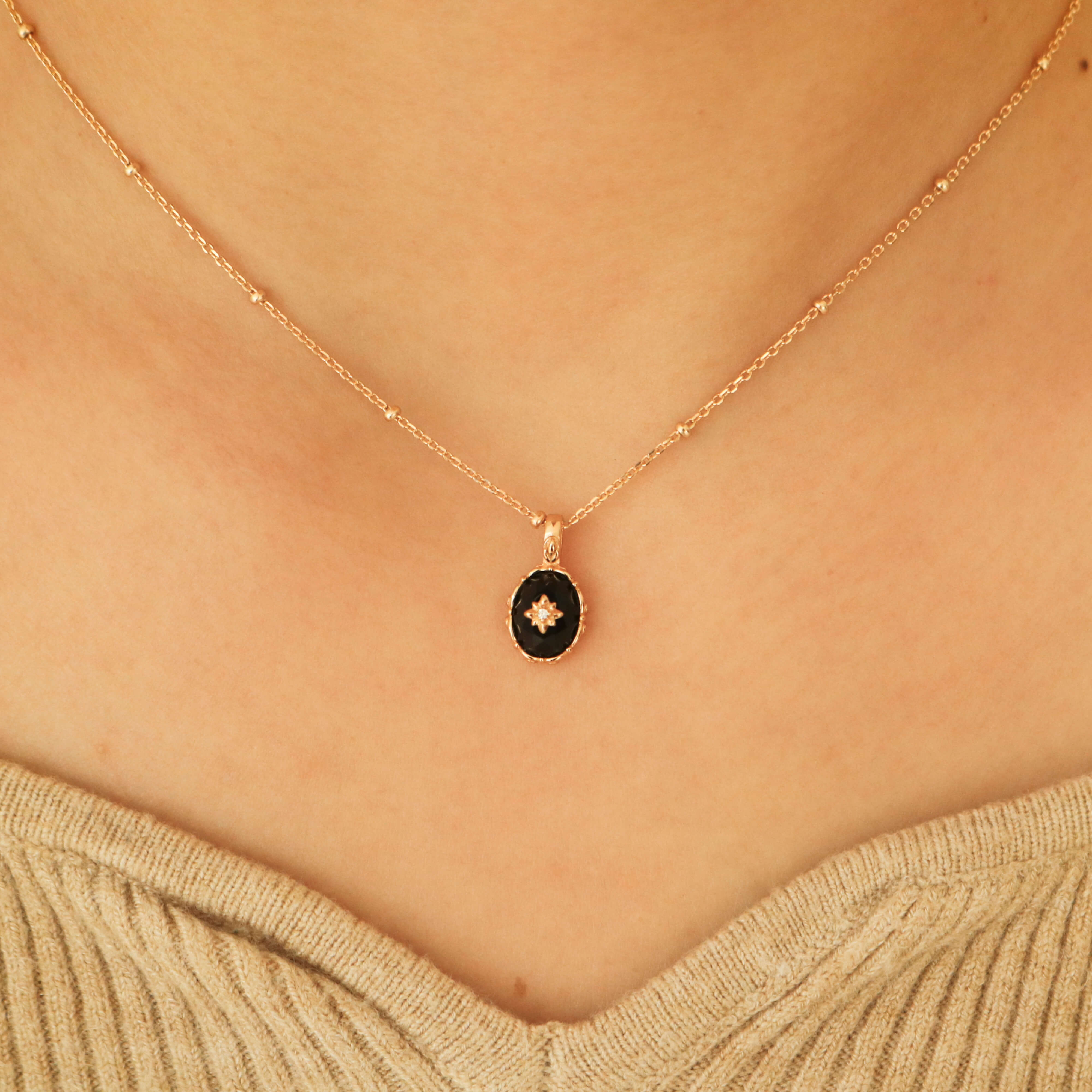 meideya jewelry vintage style black onyx starburst necklace