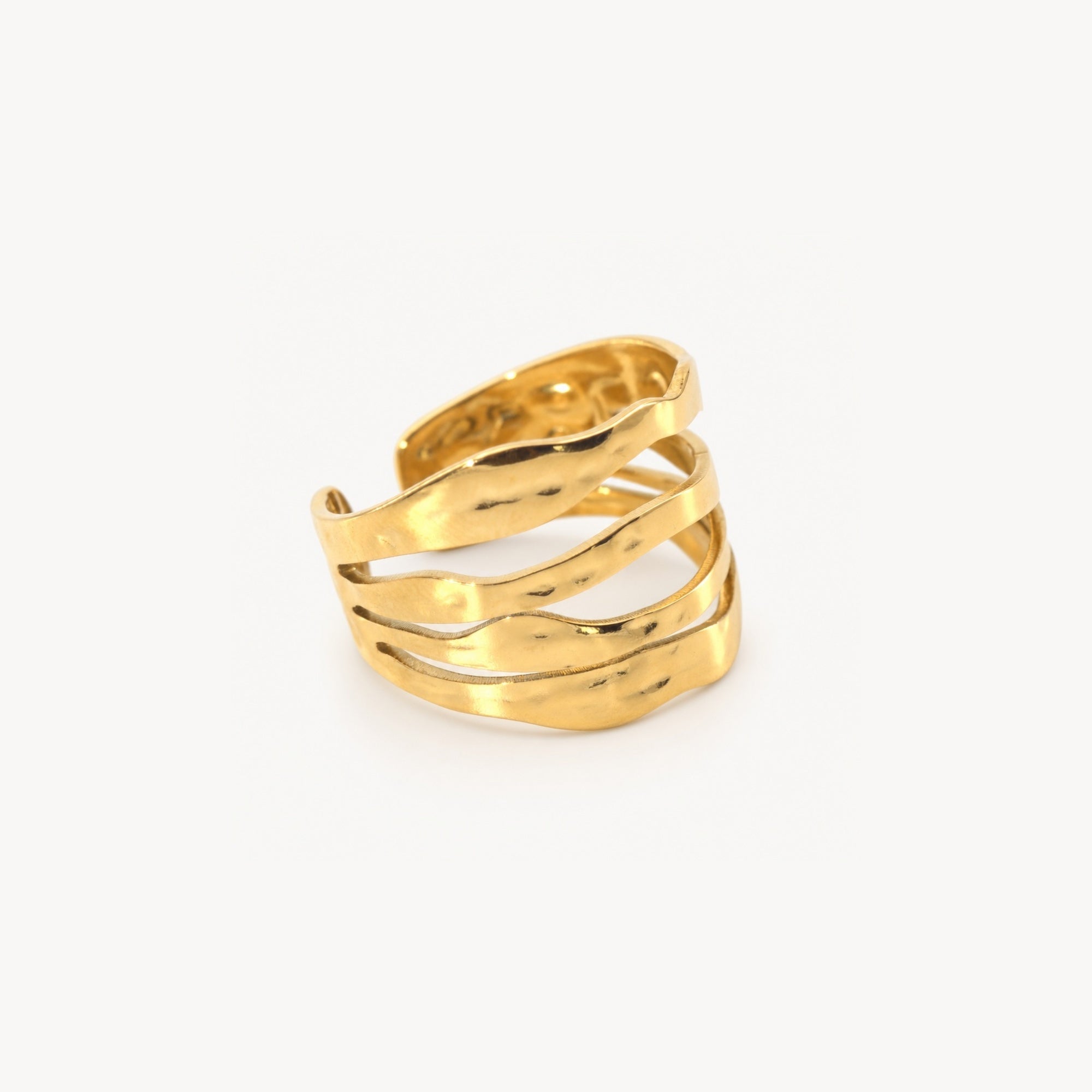 Multi Row Hammered Ring