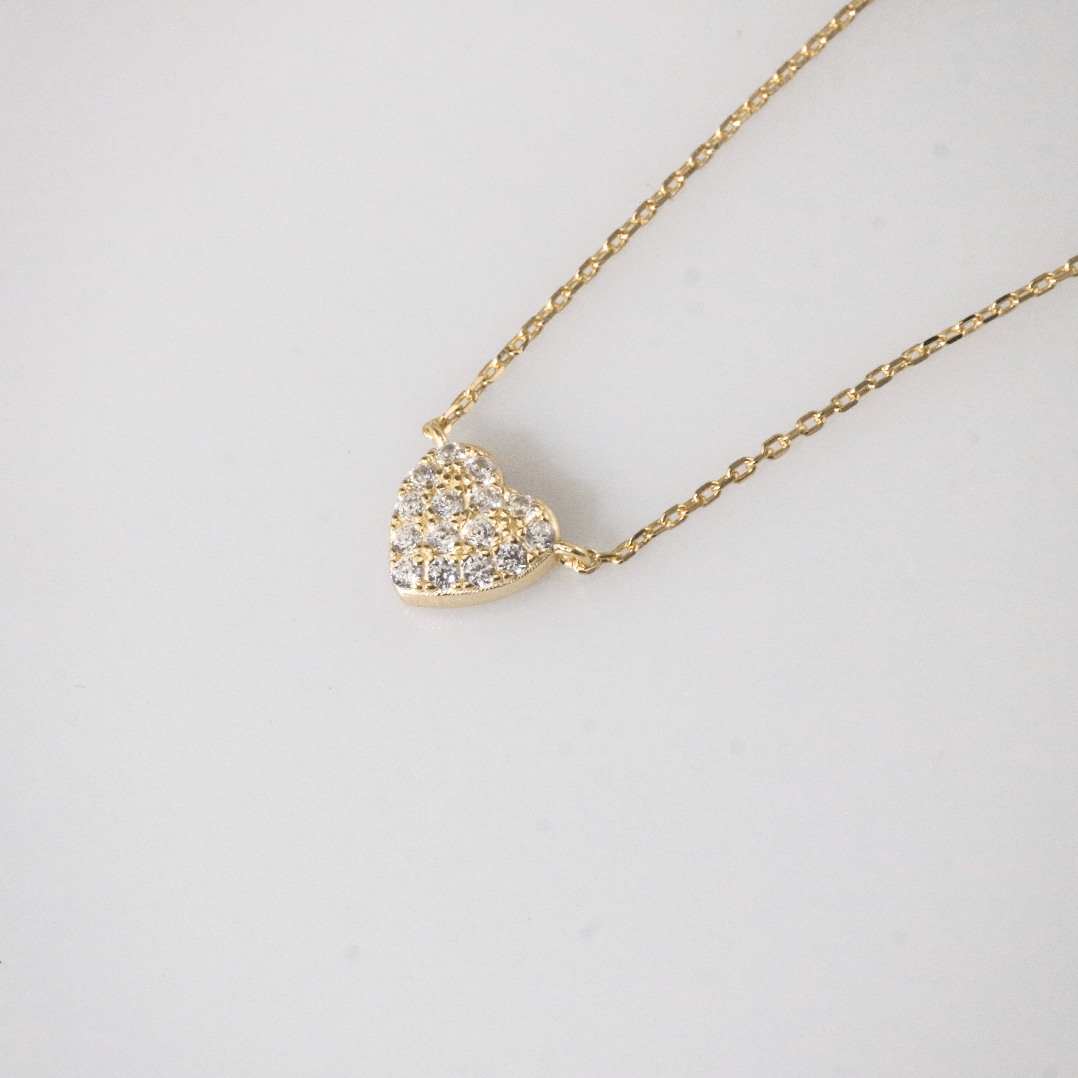 meideya jewelry pave little heart pendant necklace