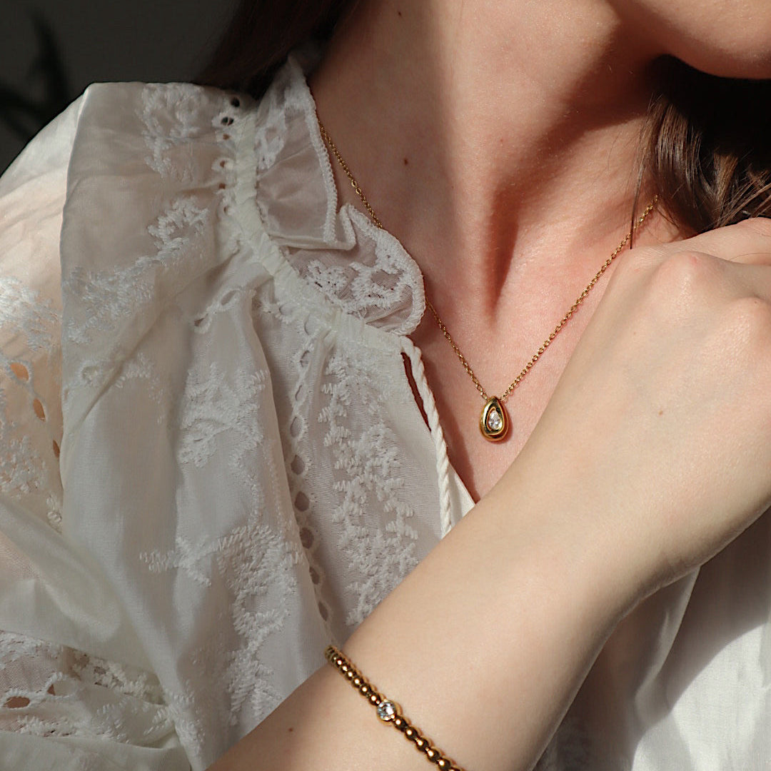 bezel cz pendant necklace