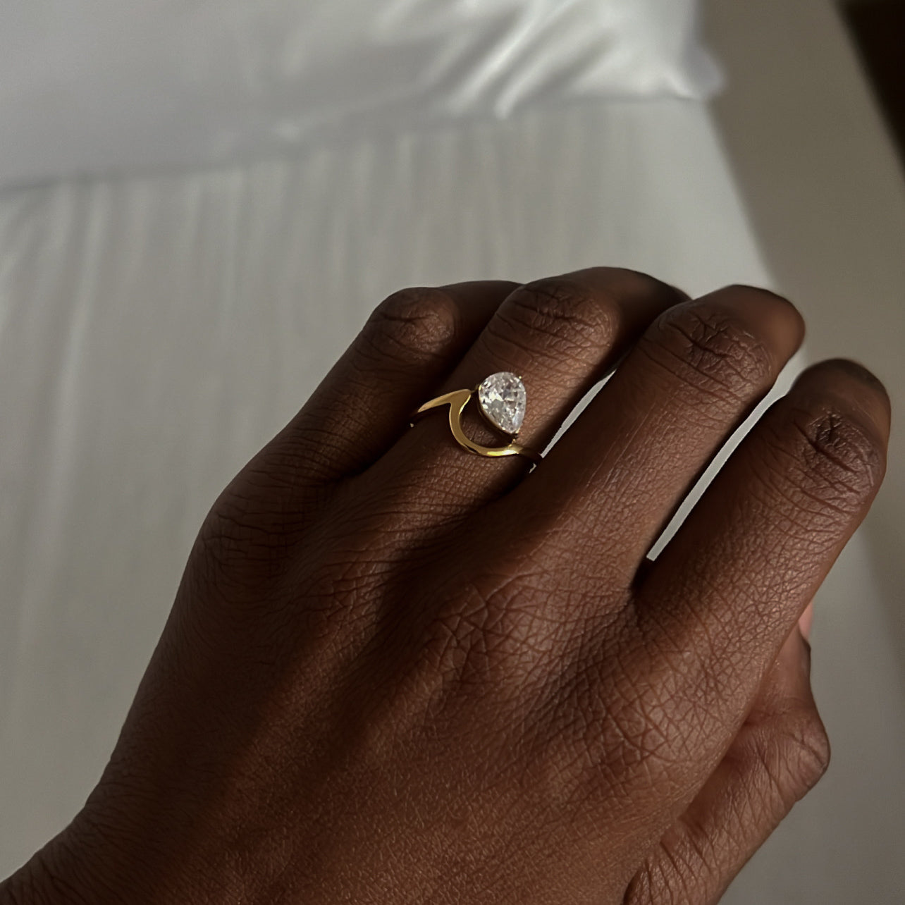 Meideya Jewelry Pear CZ Ring