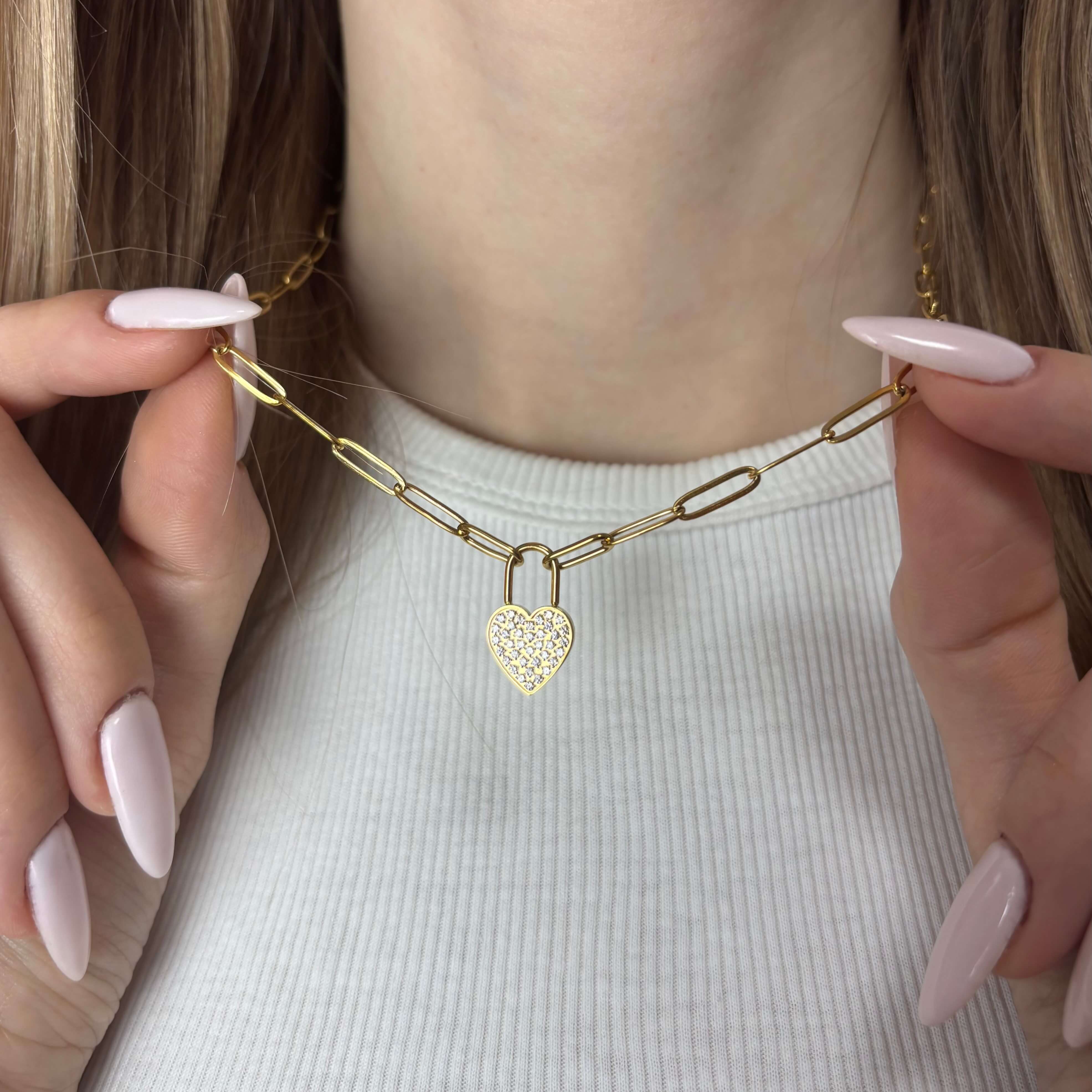 Pave Heartlock Necklace