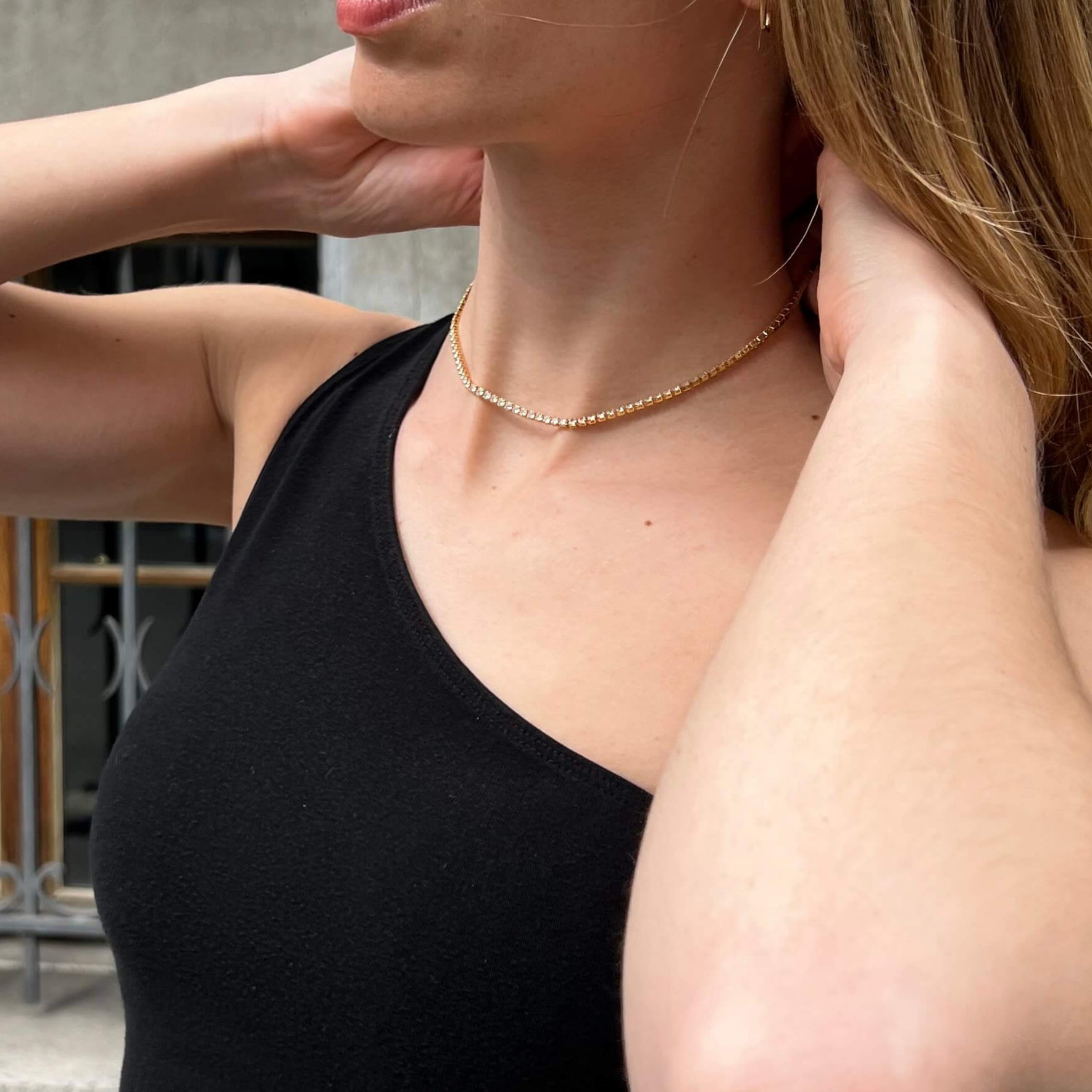 tennis necklace gold