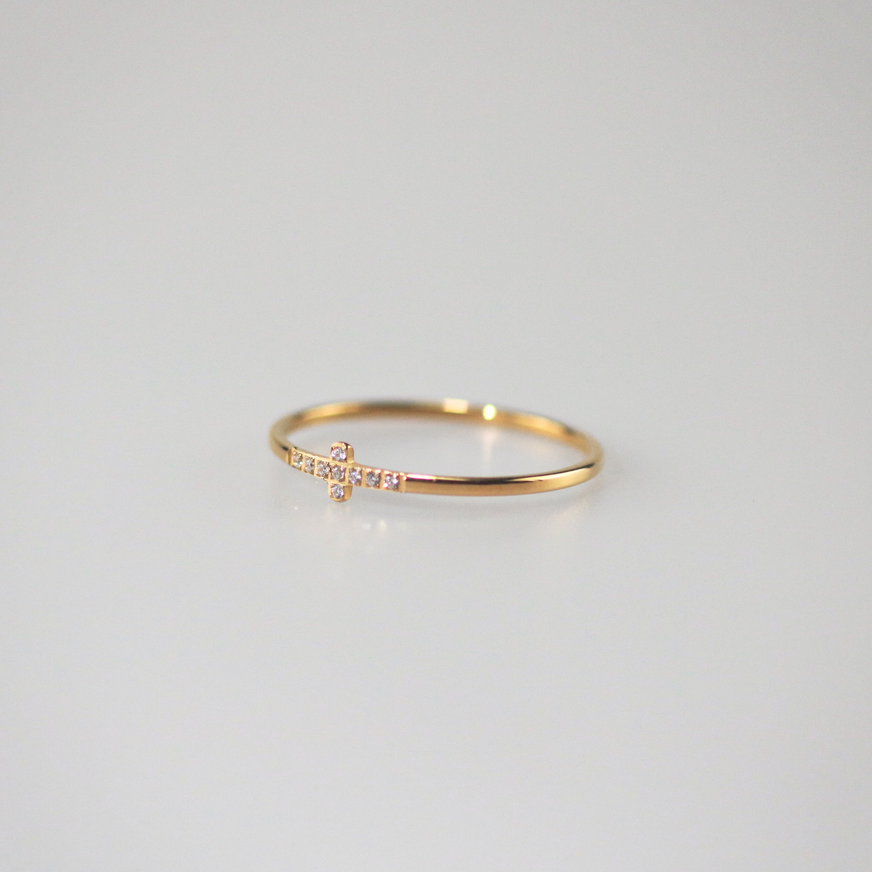 Meideya Jewelry Thin Pave Cross Ring