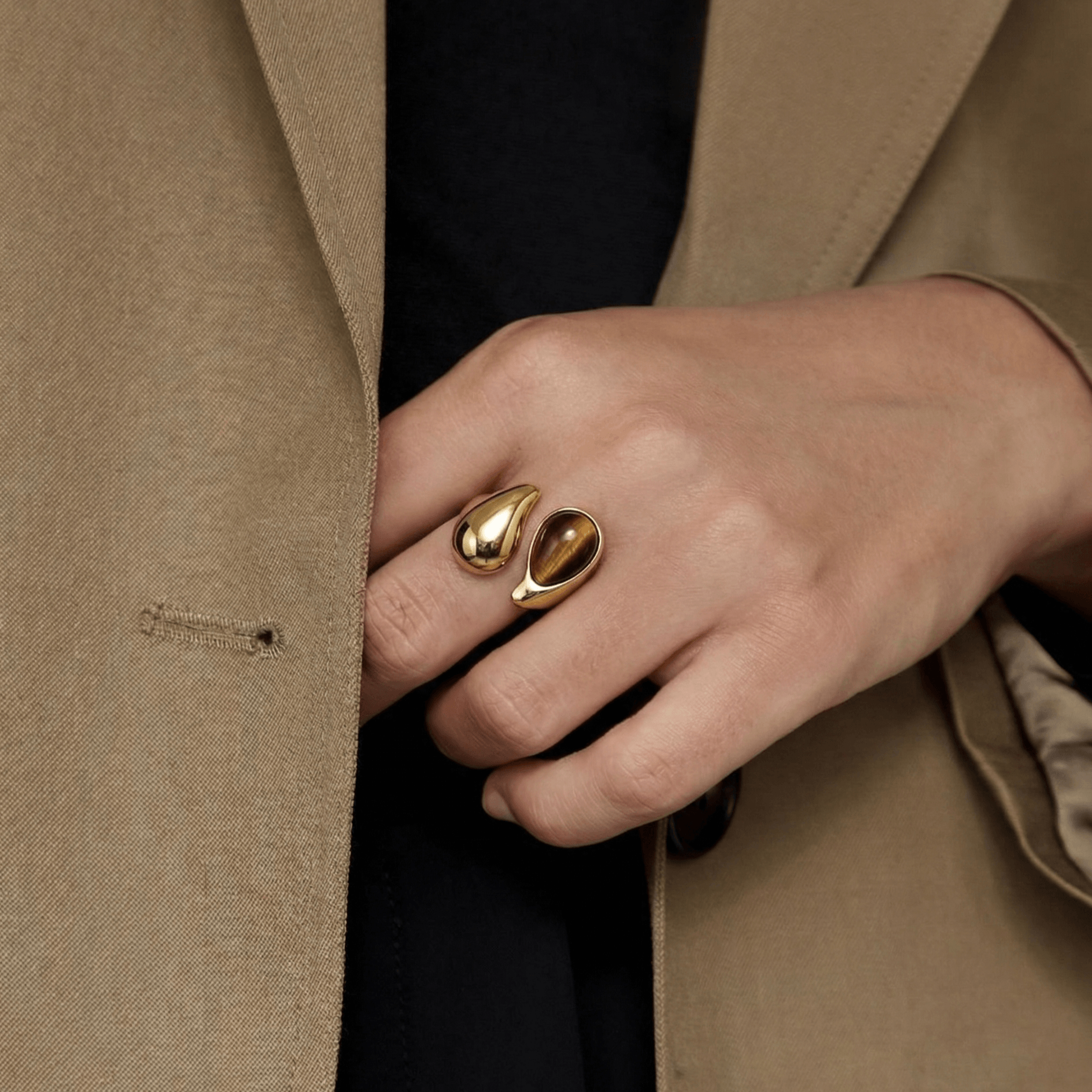 Tiger's Eye Bypass Ring