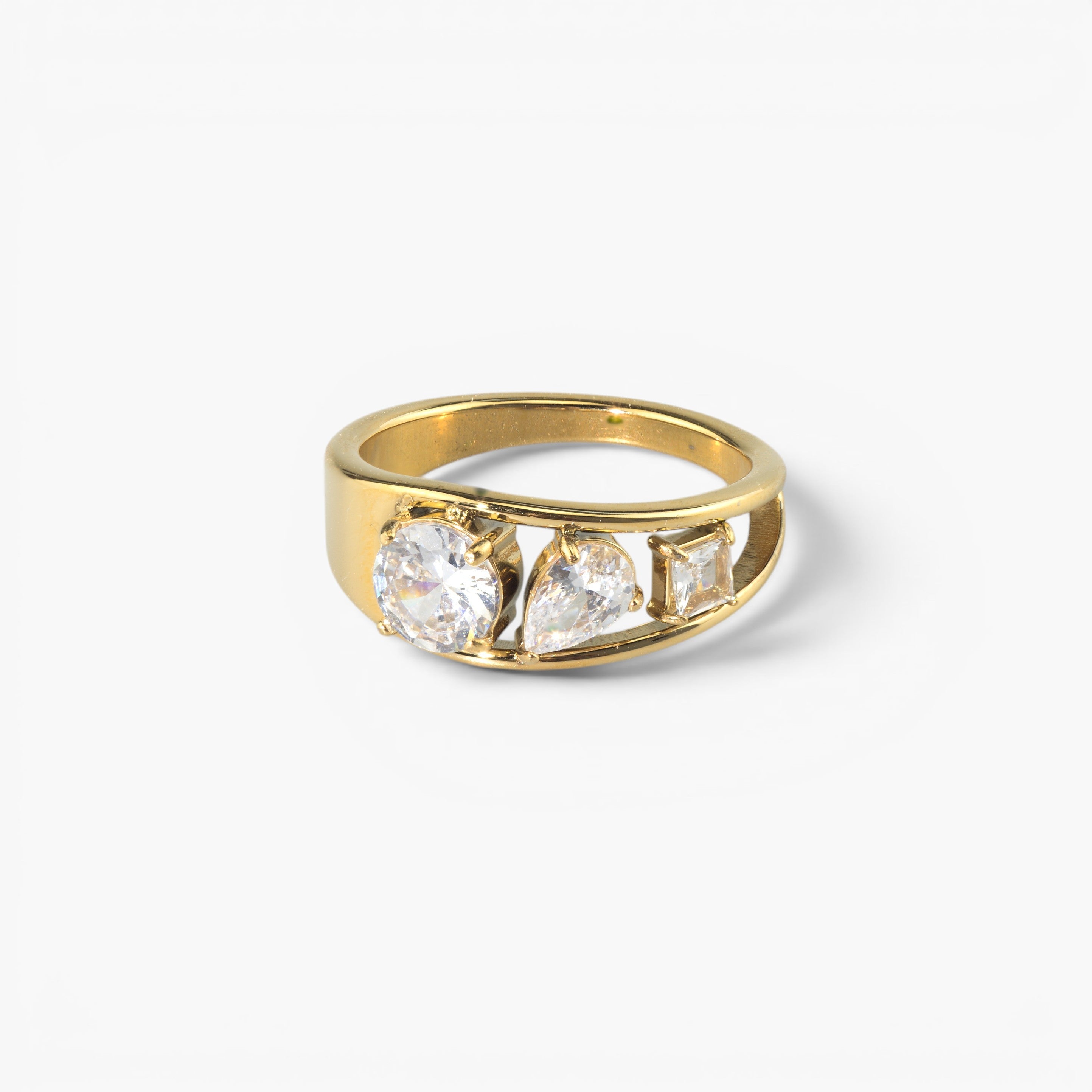 Mixed Cut Three Stone Ring