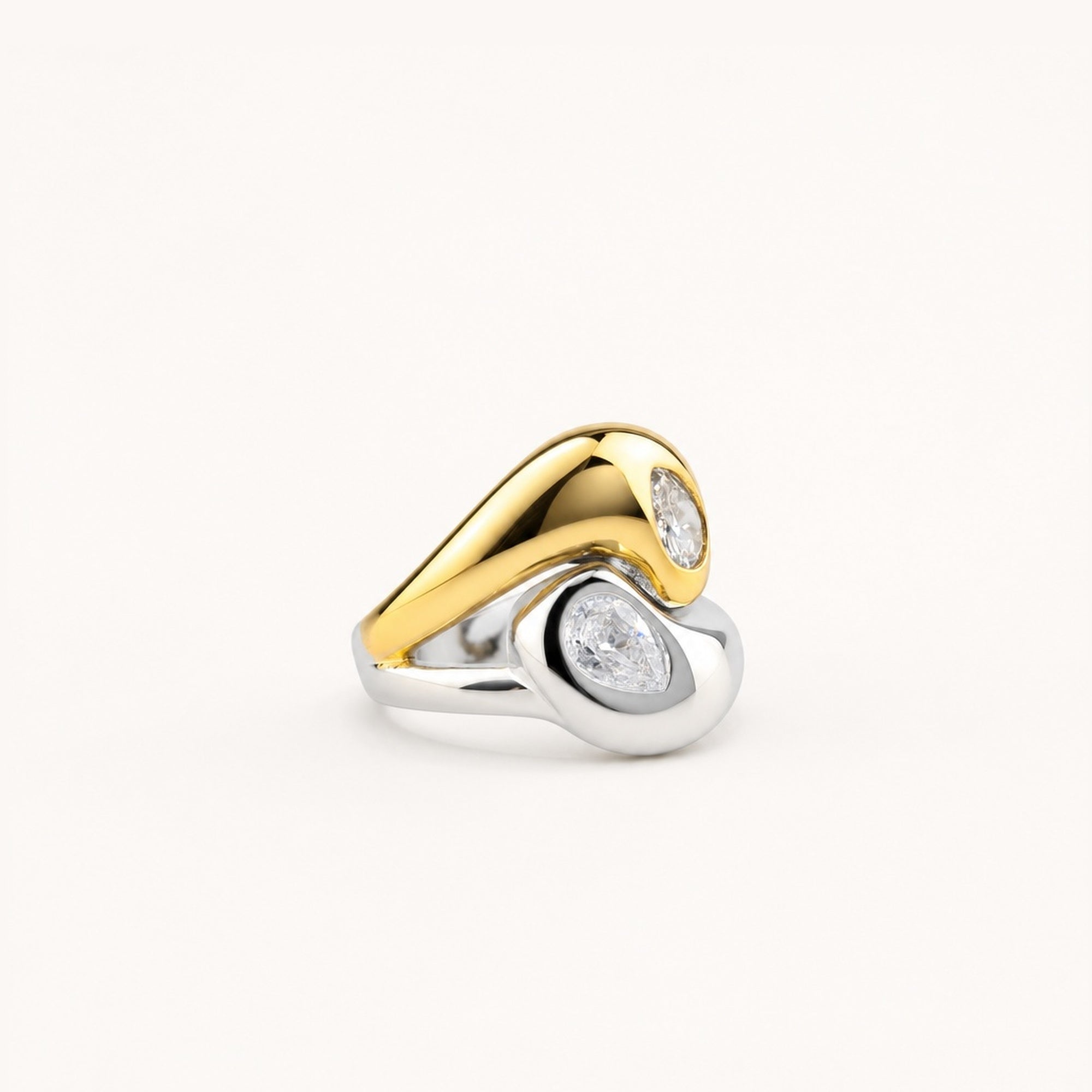 Two-Tone Pear Ring