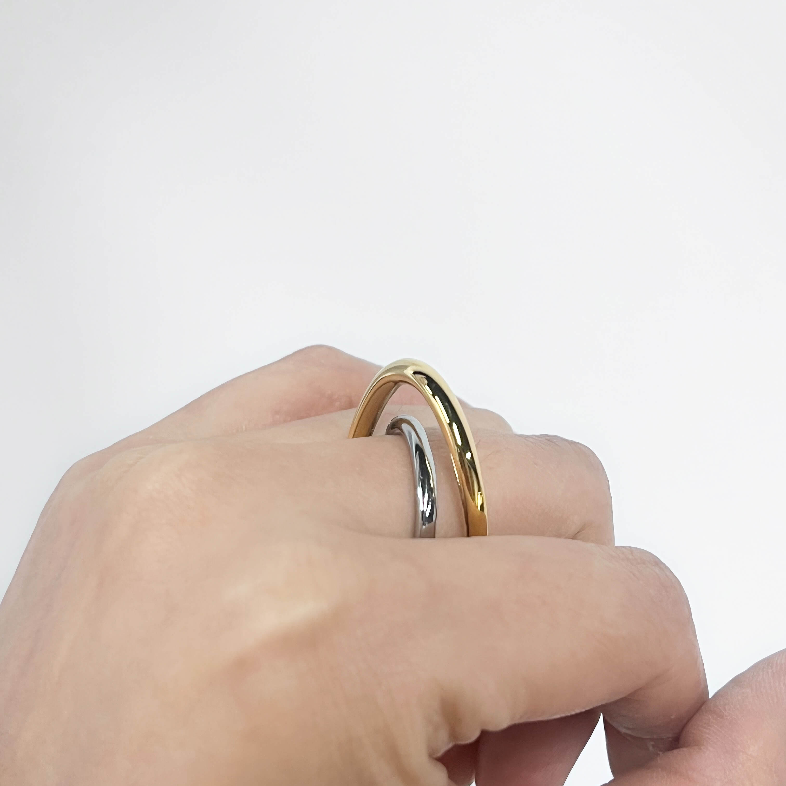 meideya jewelry two tone flow ring