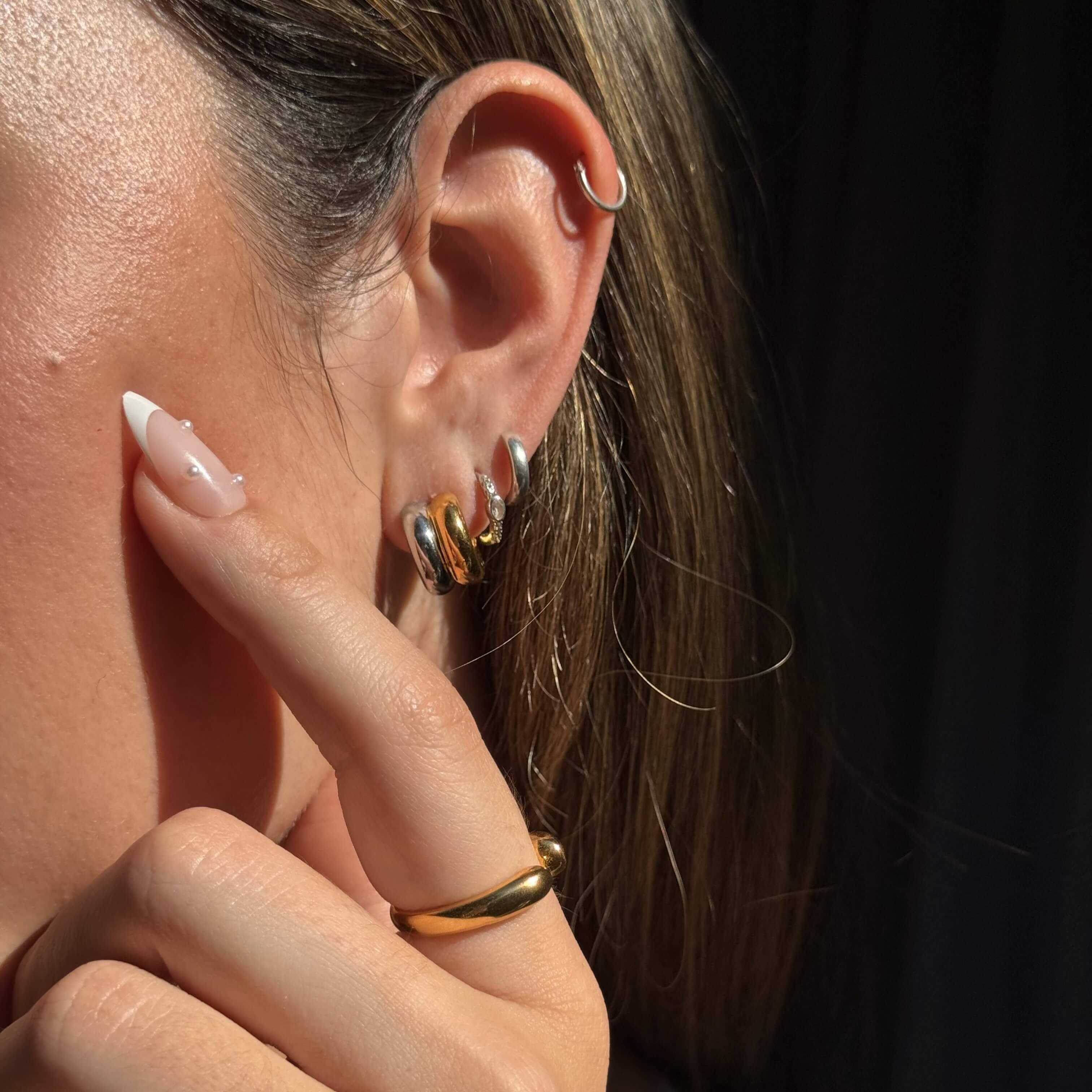 mixed metal hoop earrings