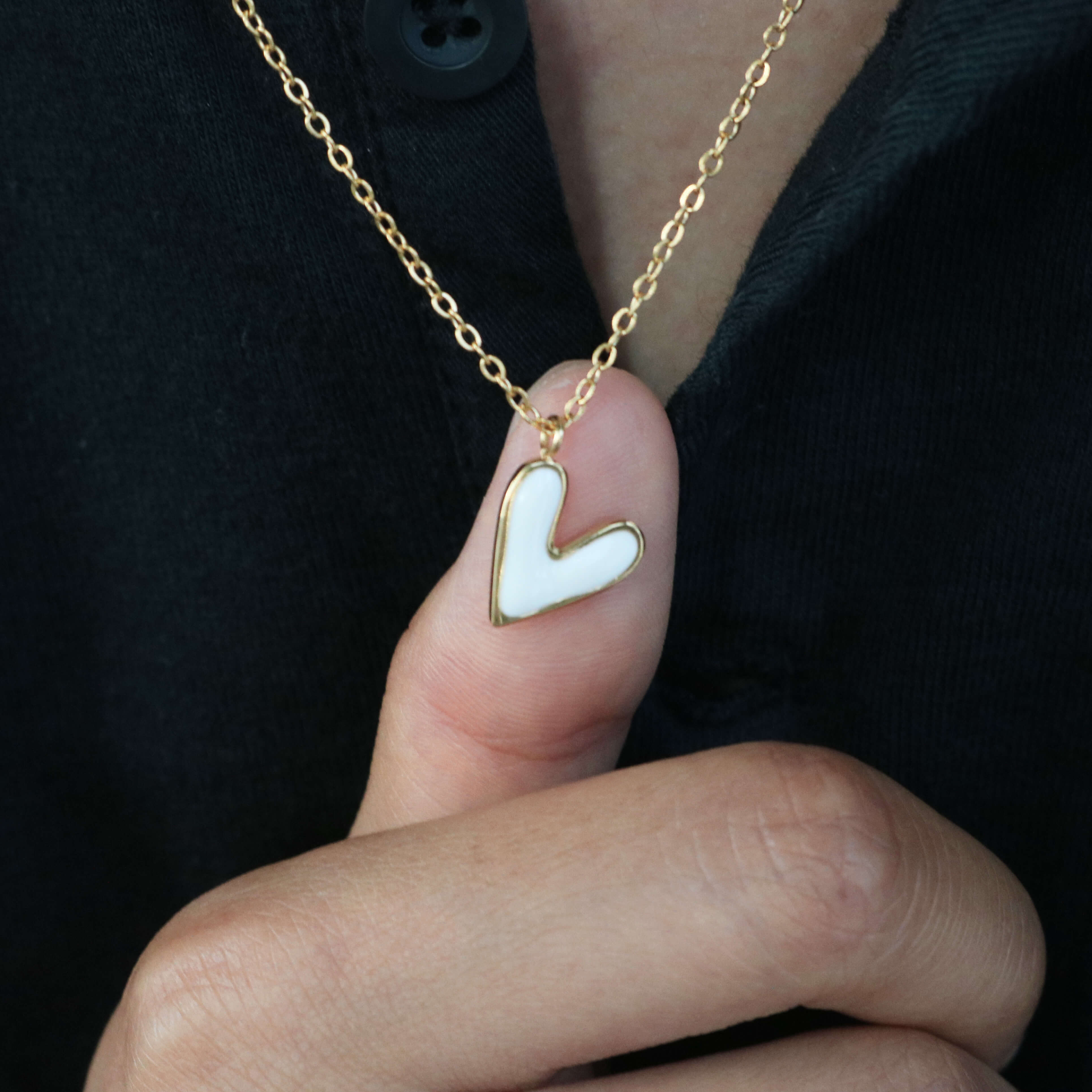 white heart necklace