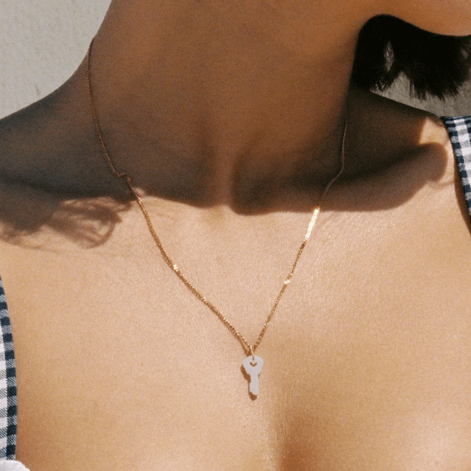 meideya jewelry white jade key necklace