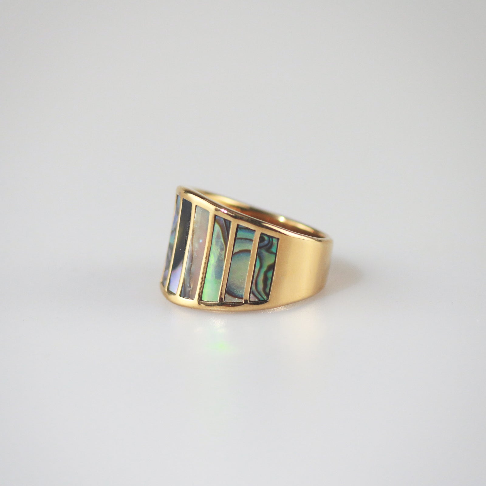 Striped Mother of Pearl Ring - Abalone