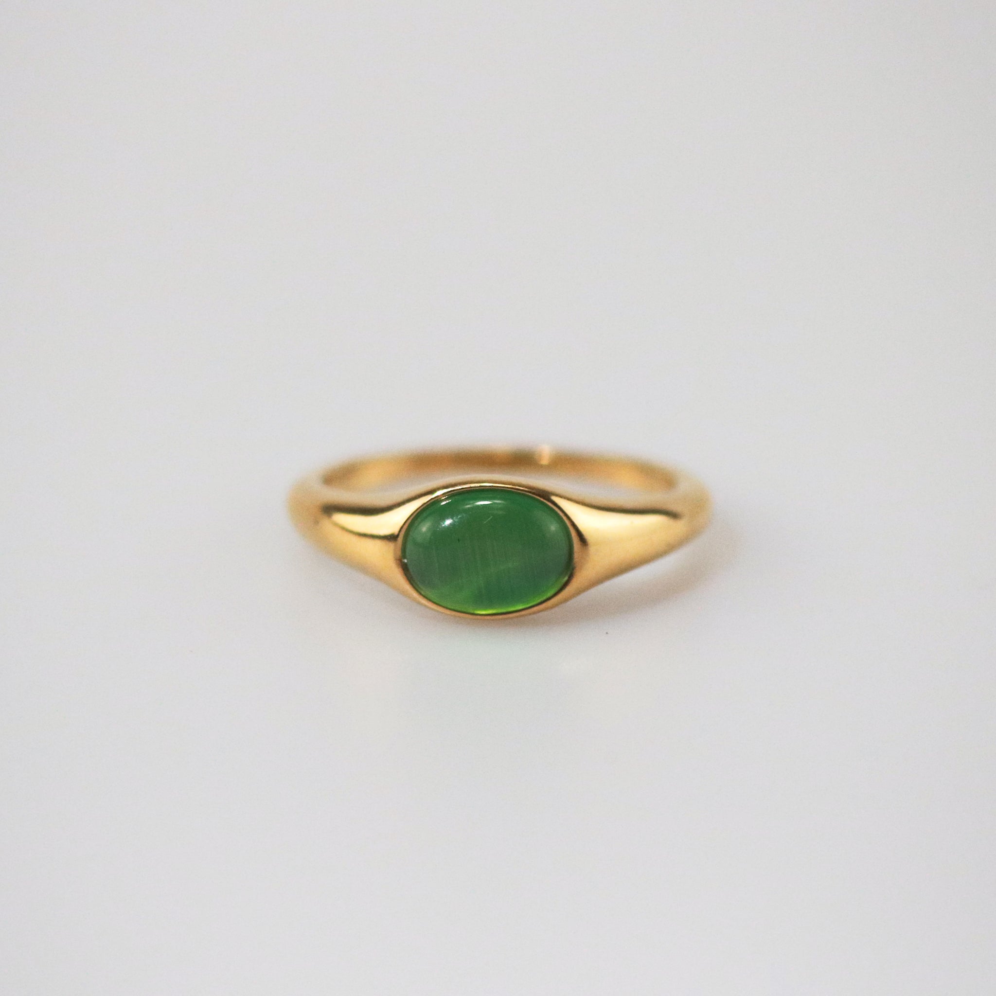Green Cats Eye Gemstone Ring Meideya Jewelry