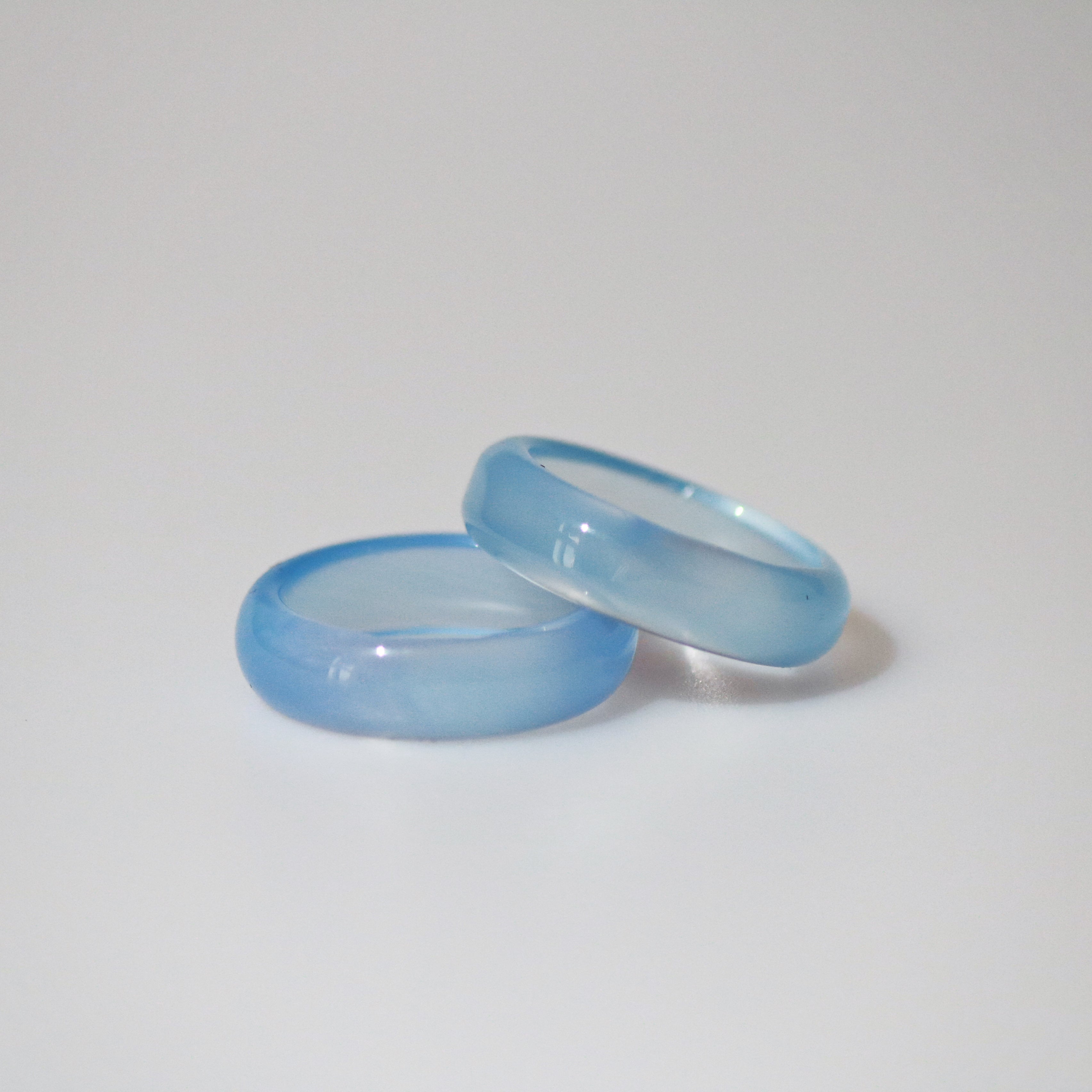 Meideya Jewelry Blue Jade Gemstone Band Ring