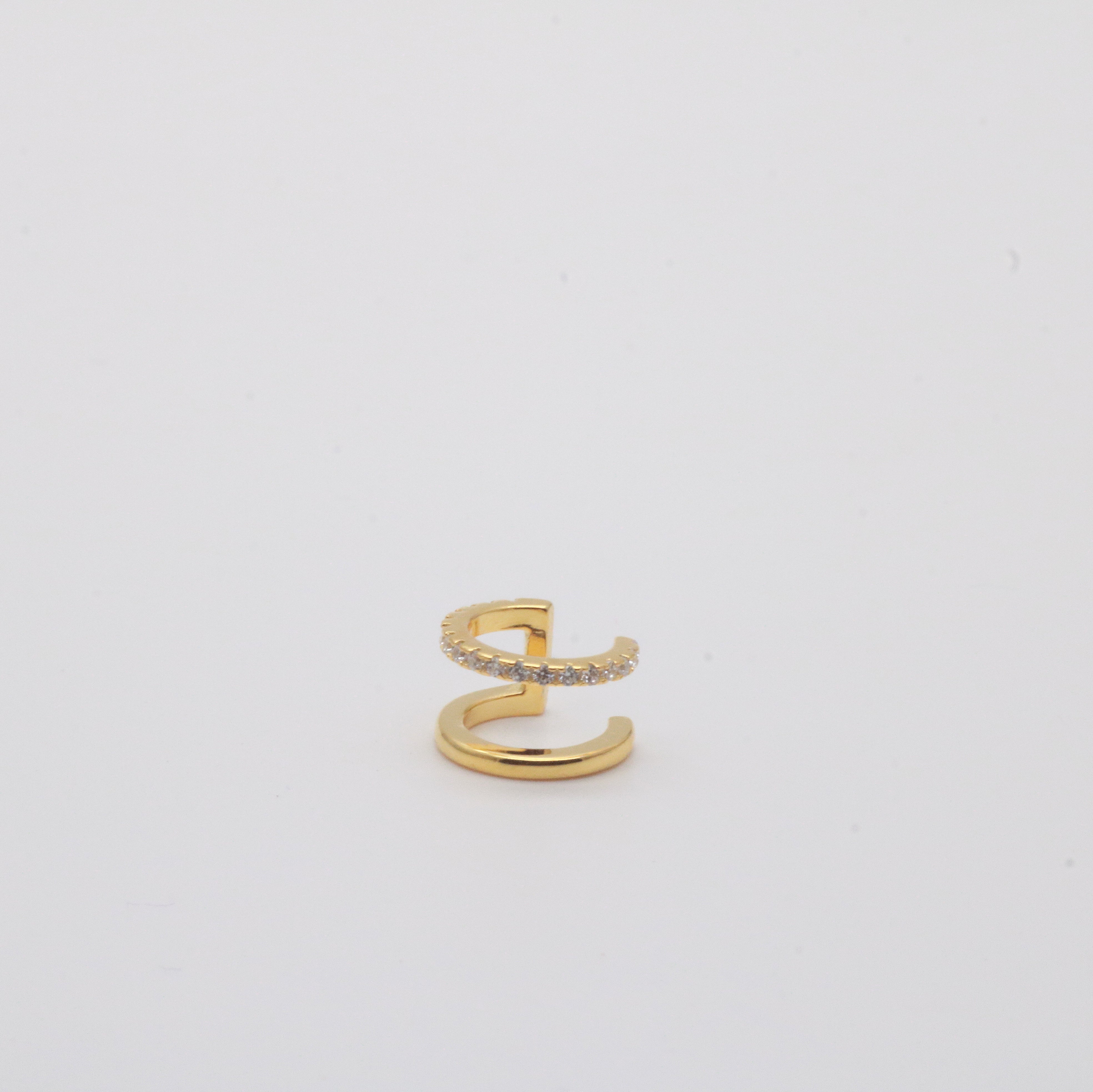 Gold vermeil pave double wire ear cuff
