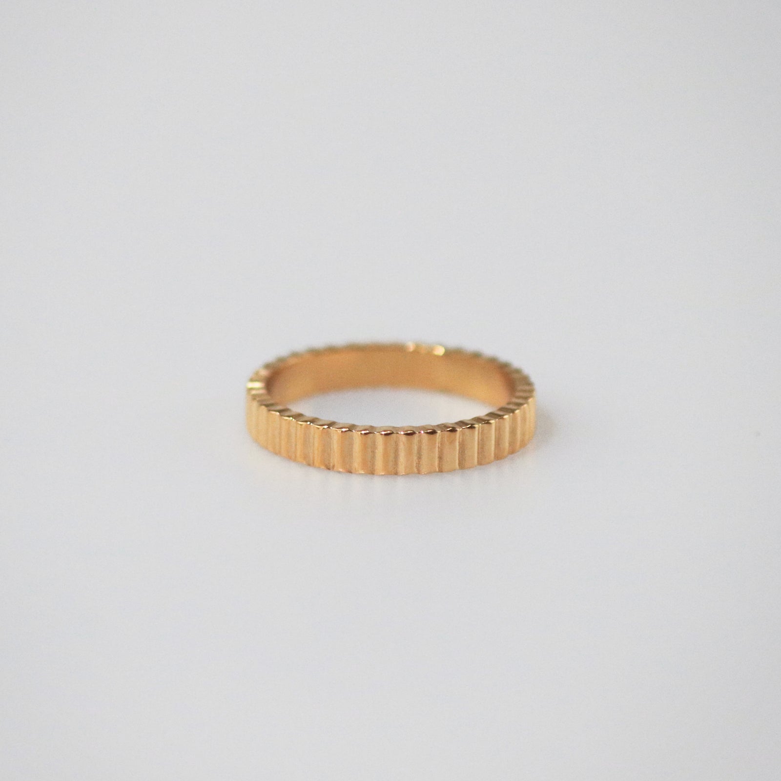 Meideya Jewelry Gold Ribbed Thin Band Ring