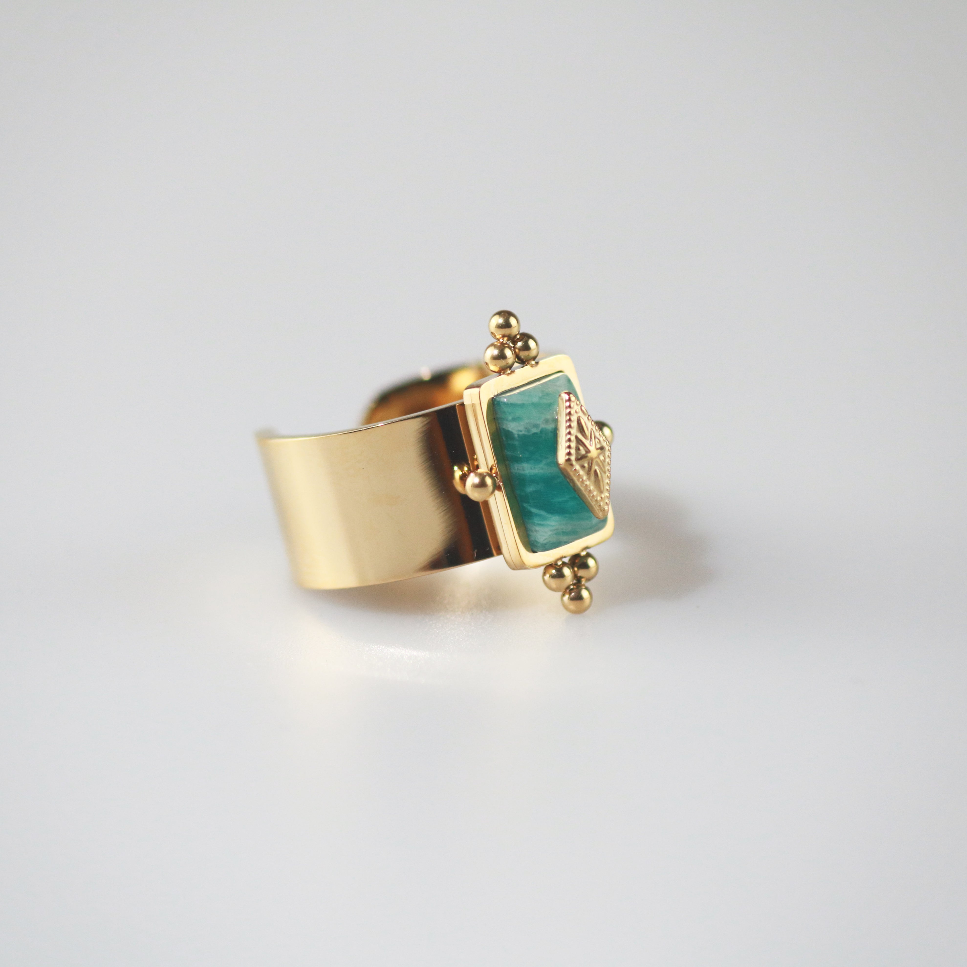 Meideya Jewelry Royal Knight Ring with Amazonite Stone