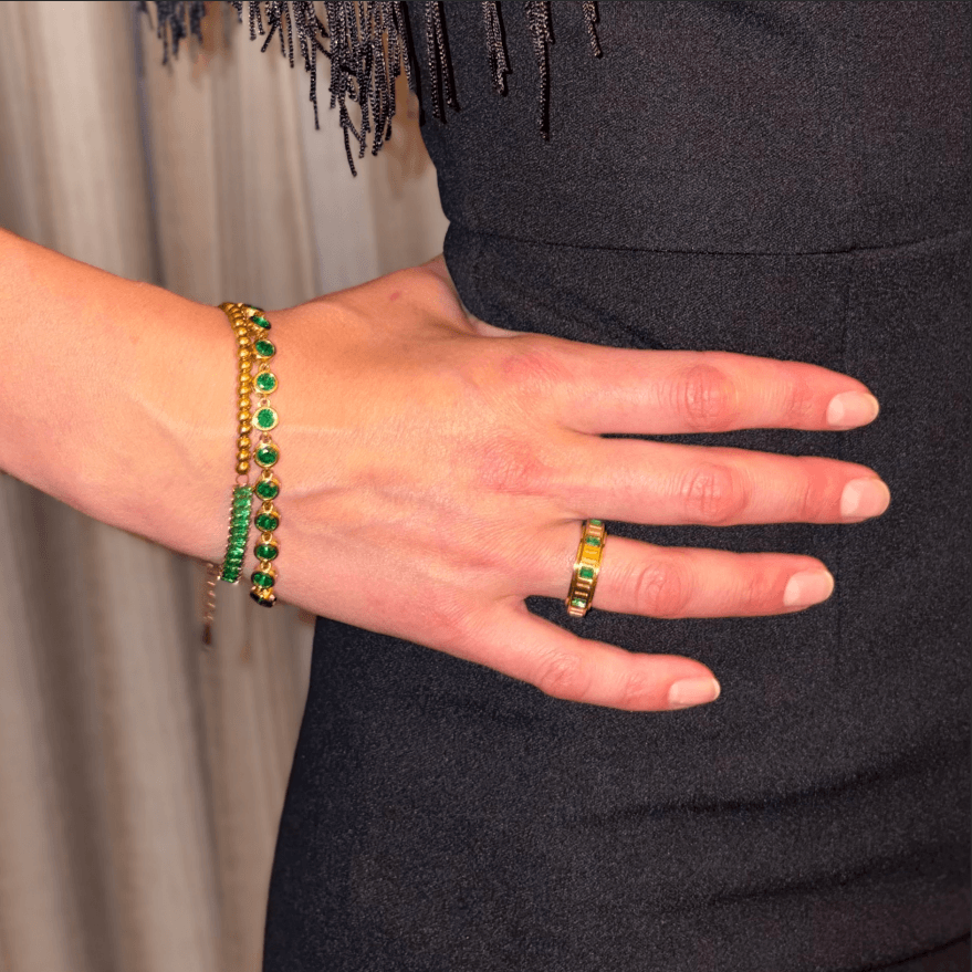 Half Emerald Half Beaded Bracelet