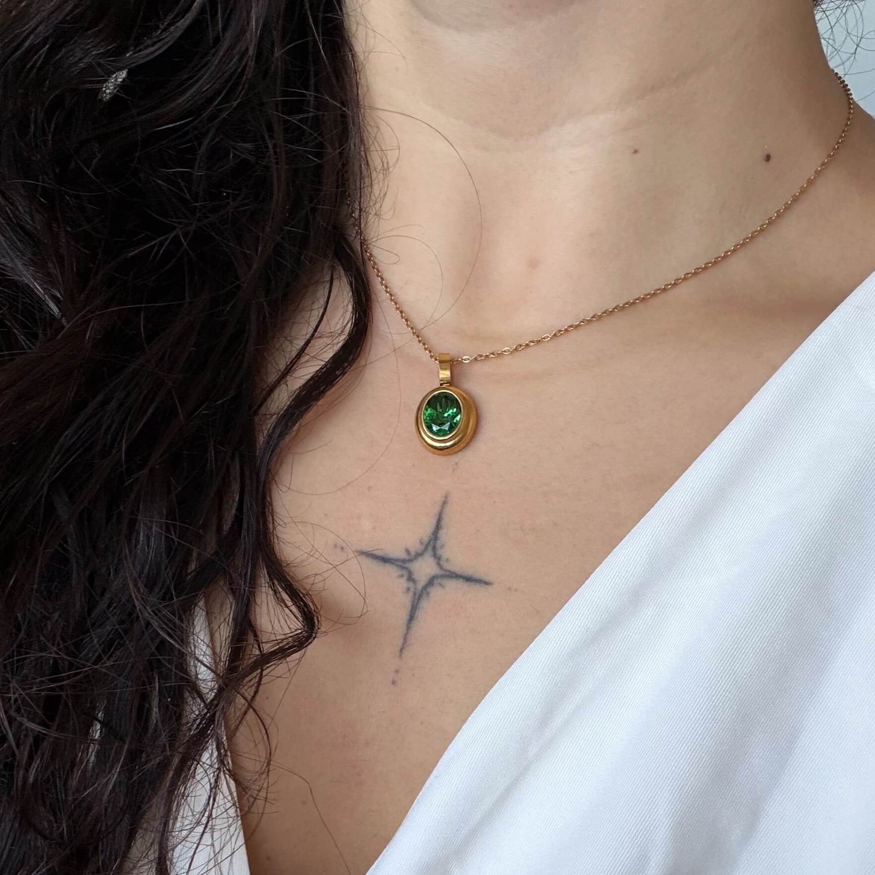 Emerald Gemstone Pendant Necklace