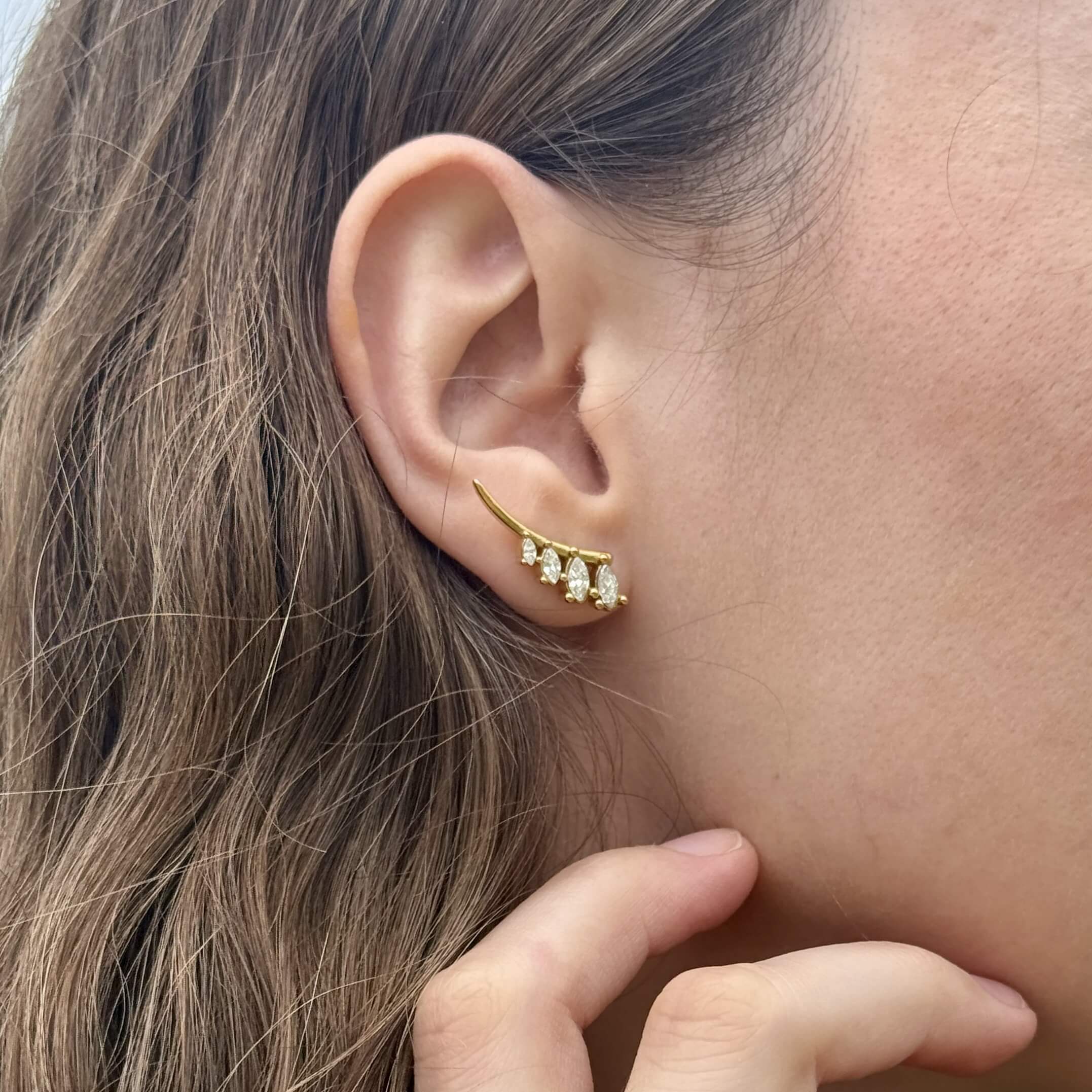 Marquise Cluster Ear Climbers