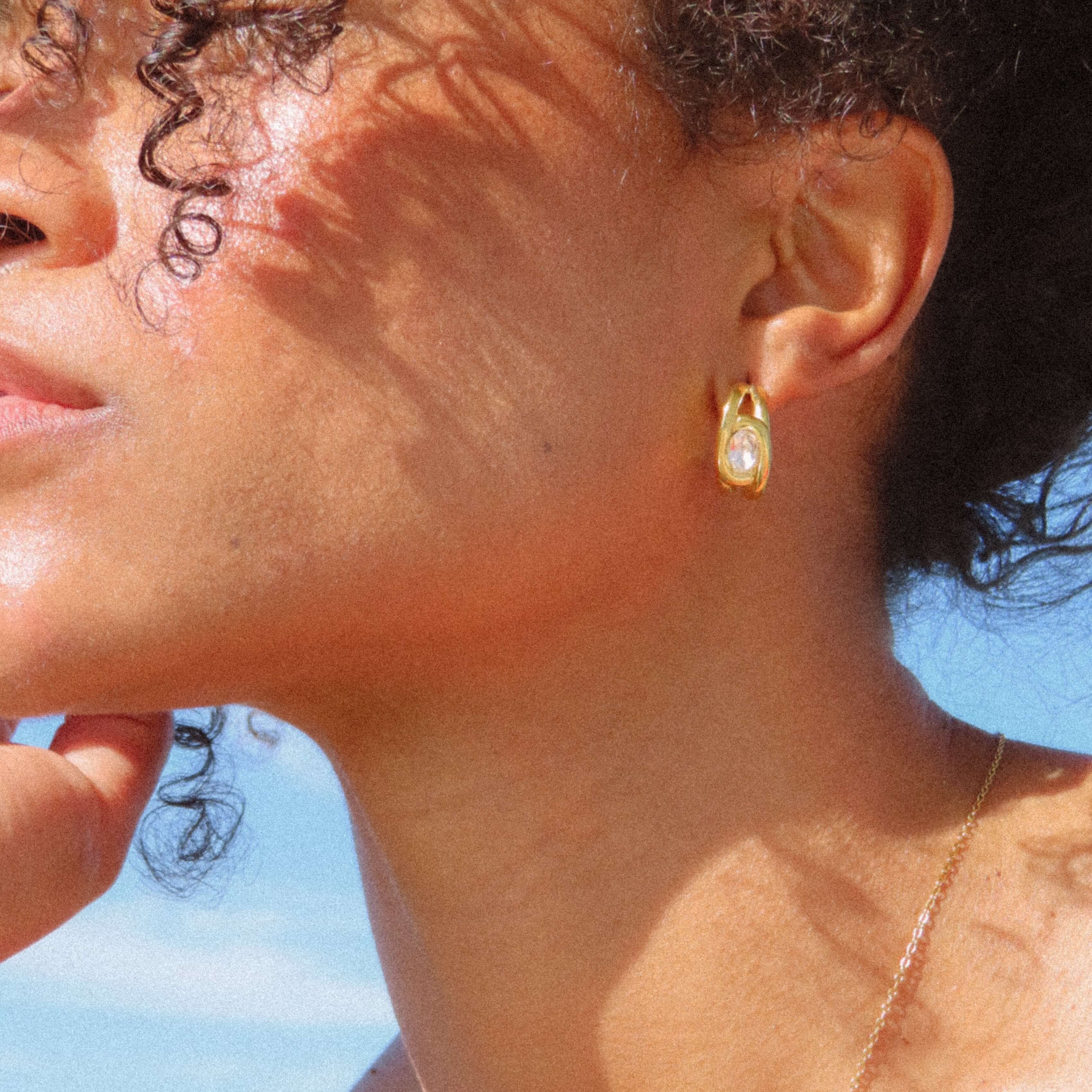 Aura CZ Huggie Earrings