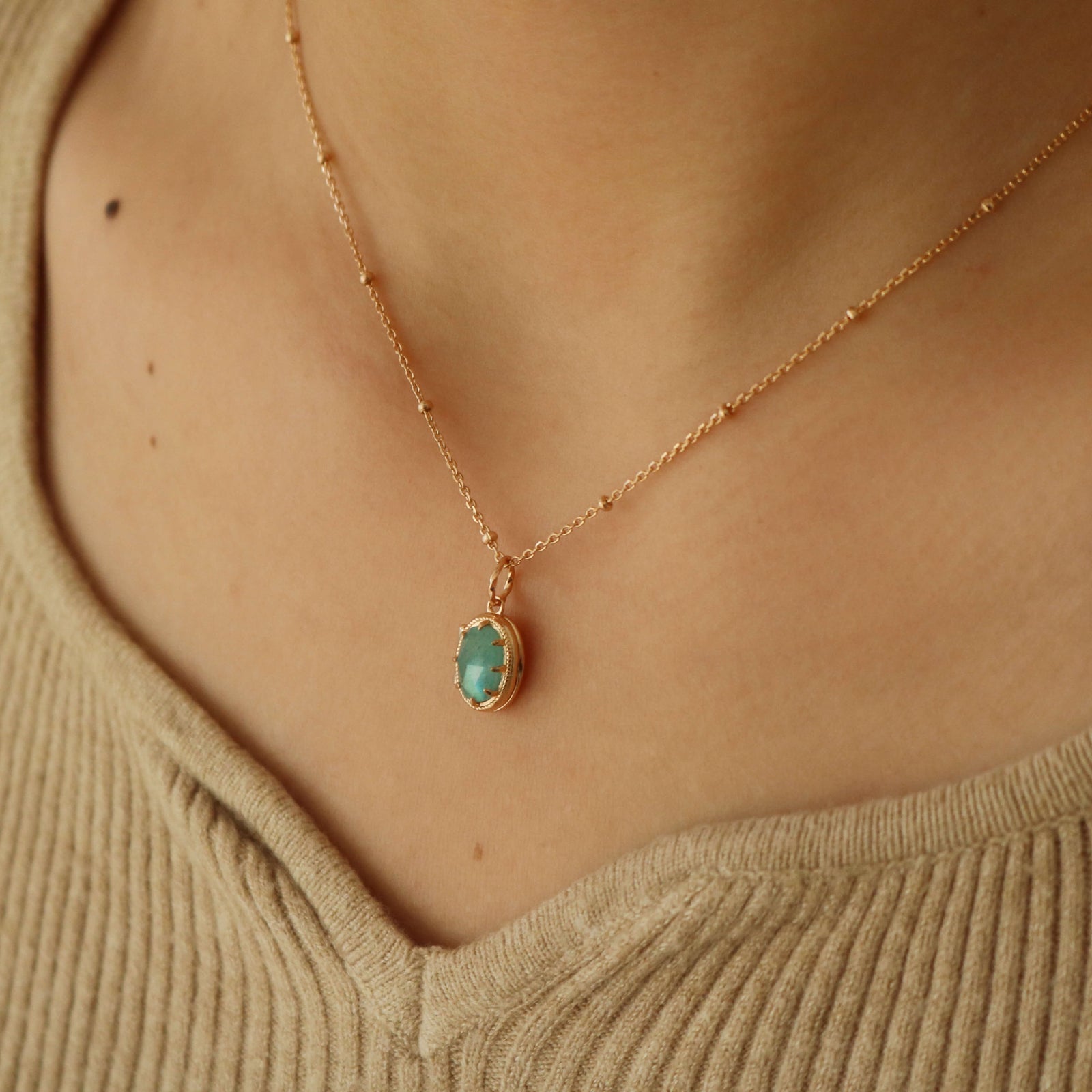 meideya jewelry amazonite locket necklace