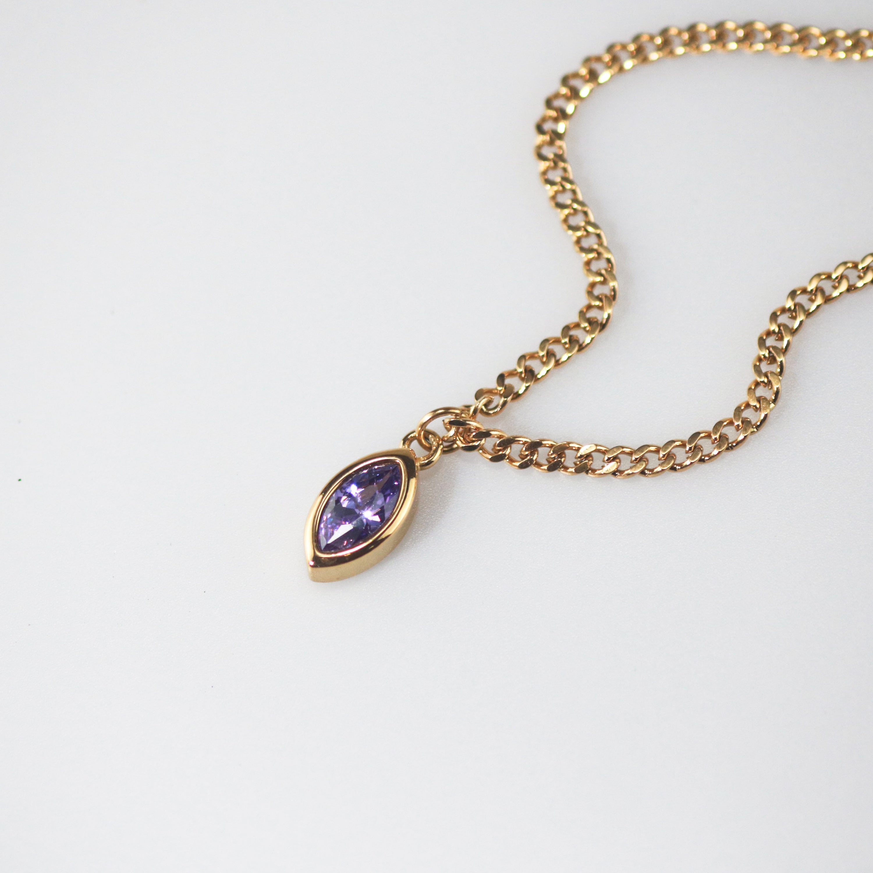 Meideya Jewelry Amythest Marequise Pendant Necklace
